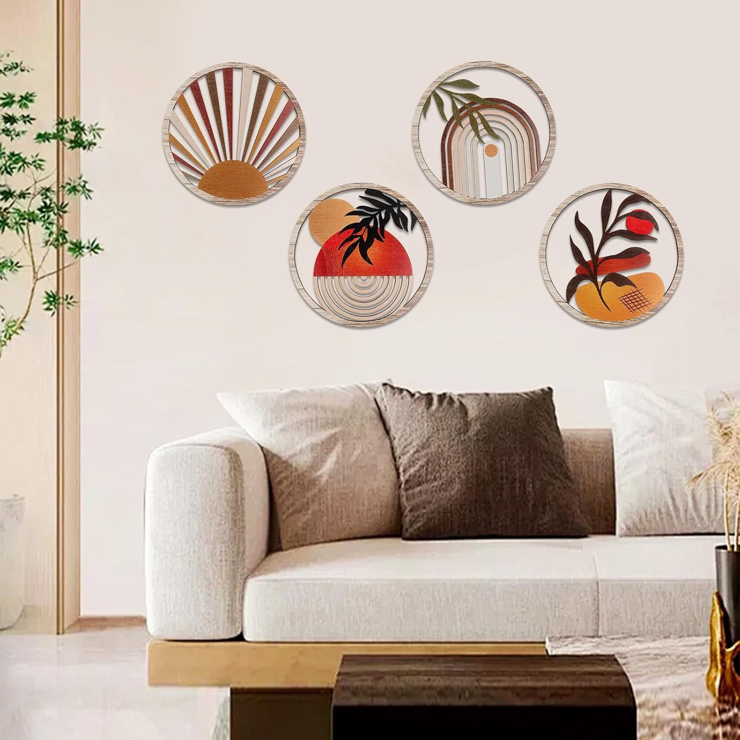 BlingBin Wanddekoobjekt 4 Stück Holz Boho günstig online kaufen