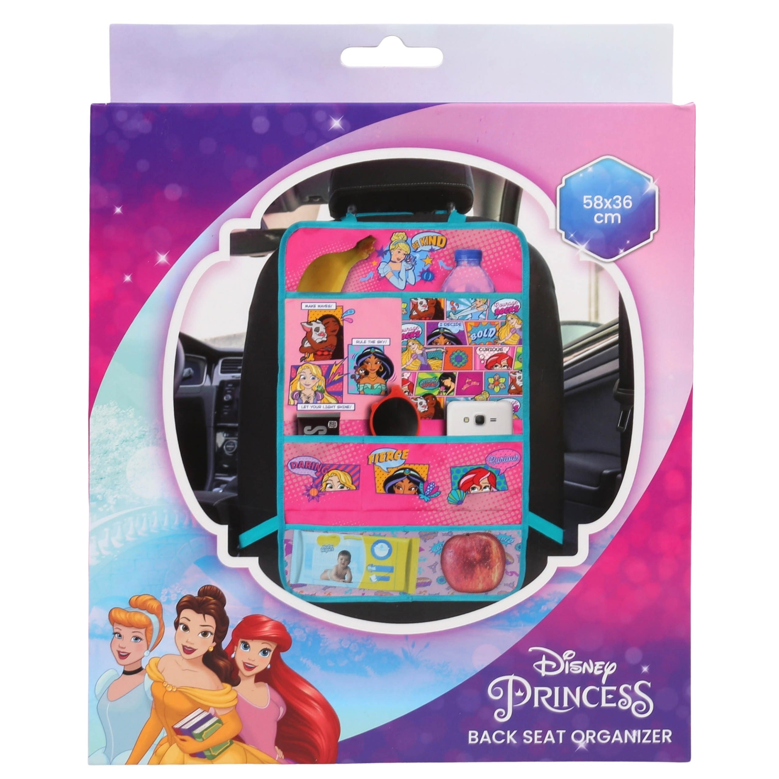 Disney Princess Auto-Rückenlehnentasche DISNEY PRINCESS Organizer für den Autositz mit Autositzschutz