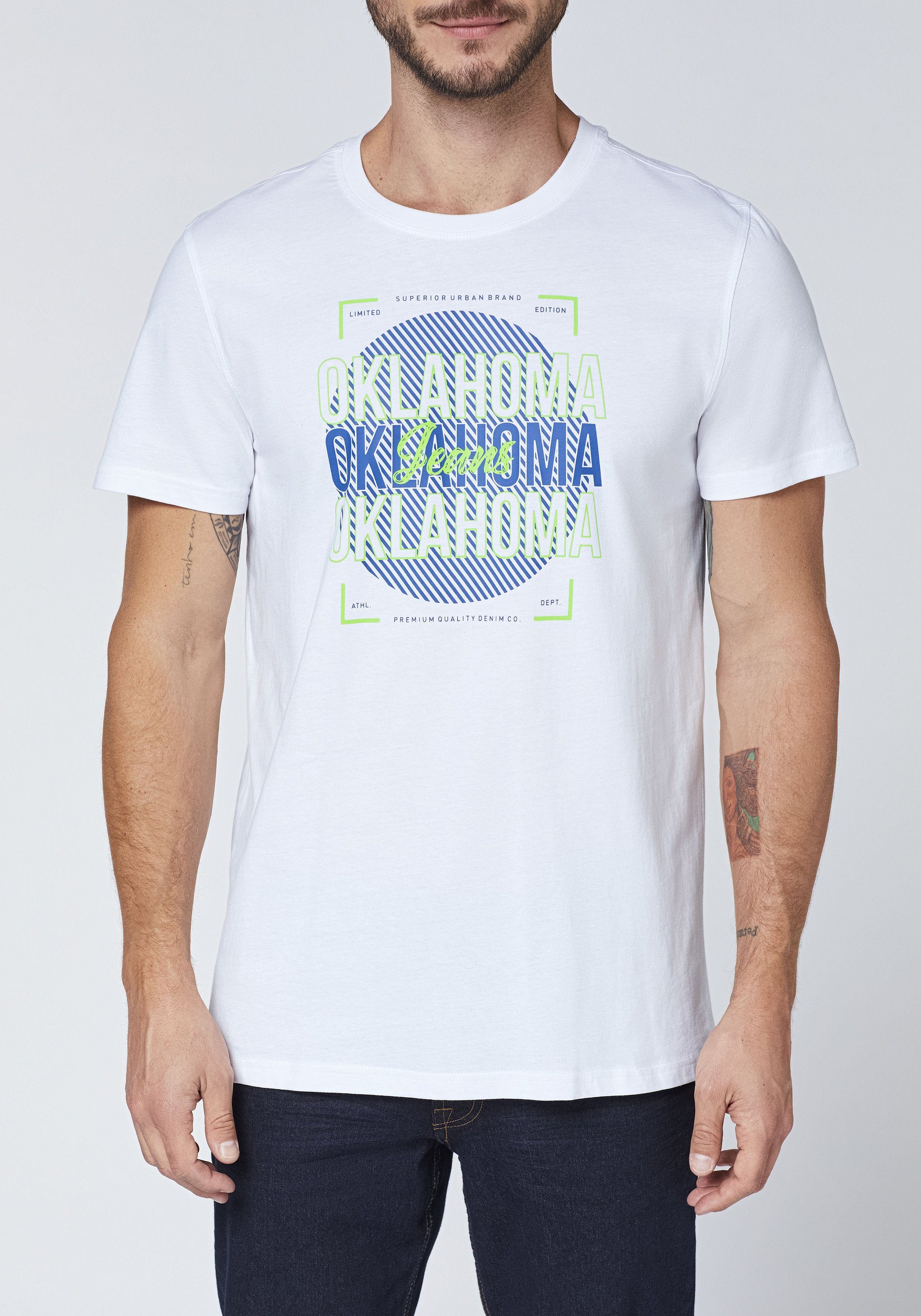 Oklahoma Jeans Print-Shirt im neuen White Label-Look 11-0601 Bright