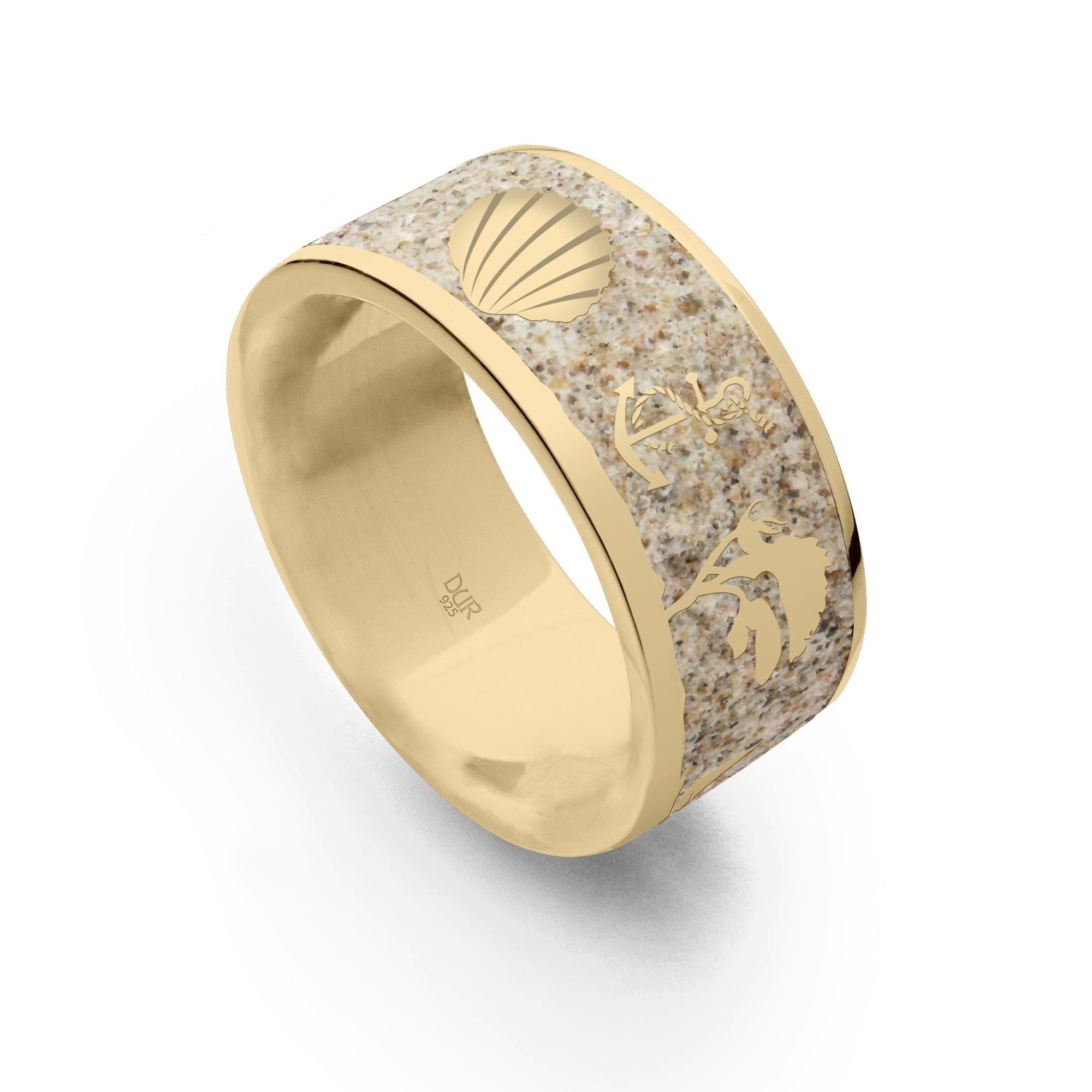 DUR Fingerring DUR Schmuck: Strandring Ostsee, Strandsand, Silber, vergoldet R5341