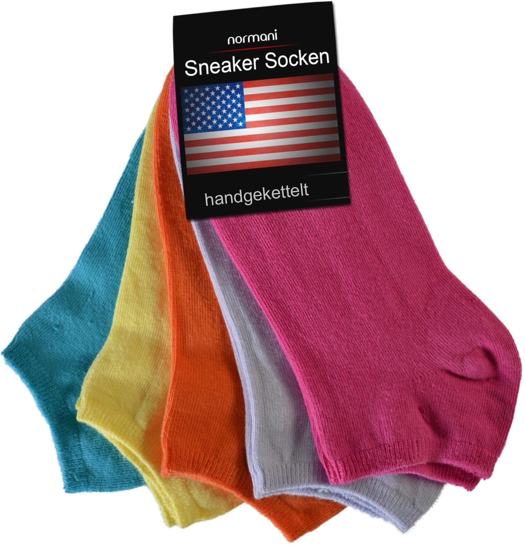 Sneaker handgekettelte 15 Spitze normani Paar Pink/Lila/Orange/Gelb/Türkis 15 Sneakersocken Paar) American (15er-Set,