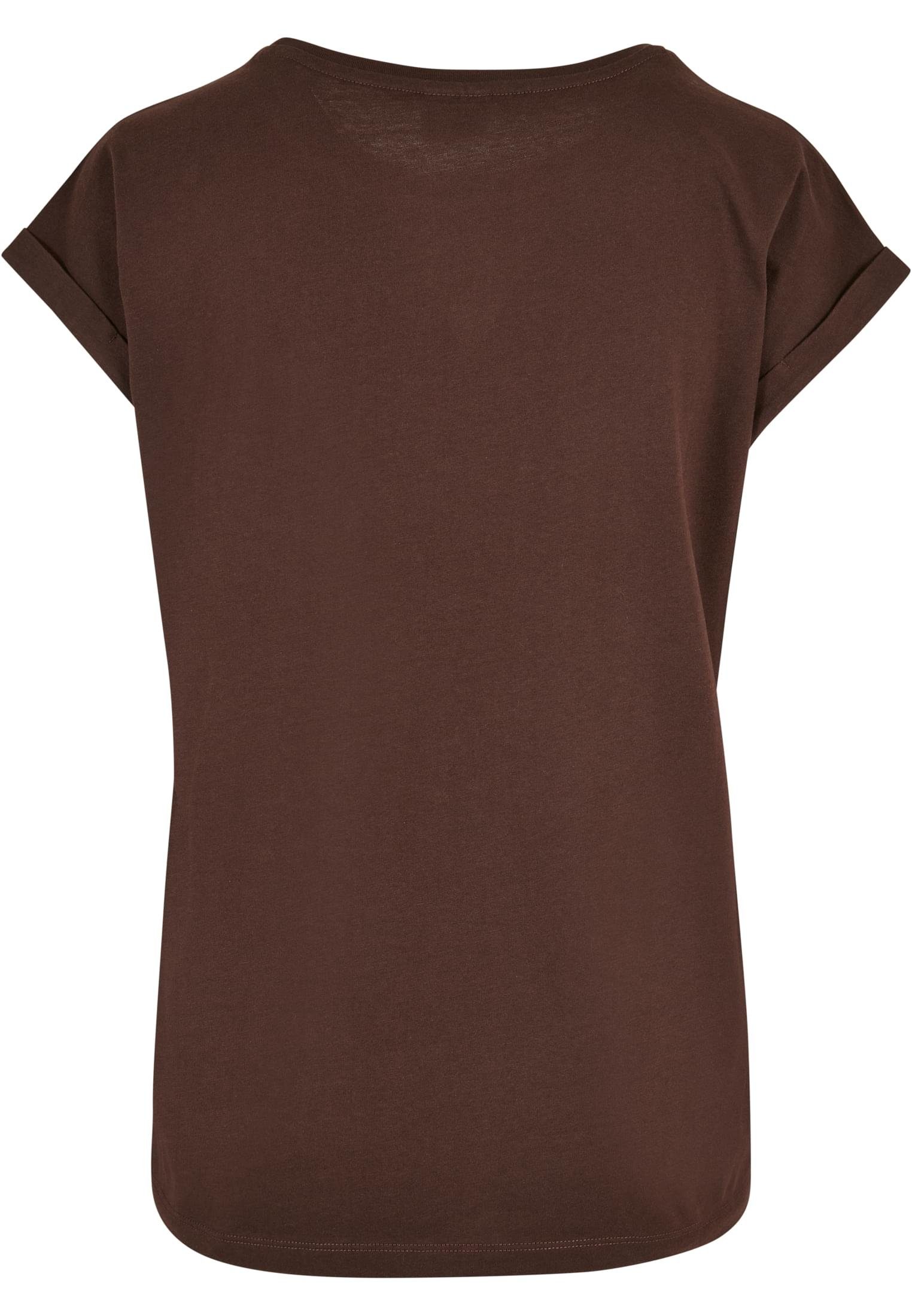 URBAN CLASSICS Kurzarmshirt Damen Ladies (1-tlg) Extended Tee Organic Shoulder brown