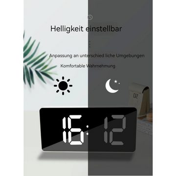 AUKUU Wecker Dualer Dualer USB Ausgang Handy Aufladung Snooze Spiegeluhr kreativer multifunktionaler LED Wecker