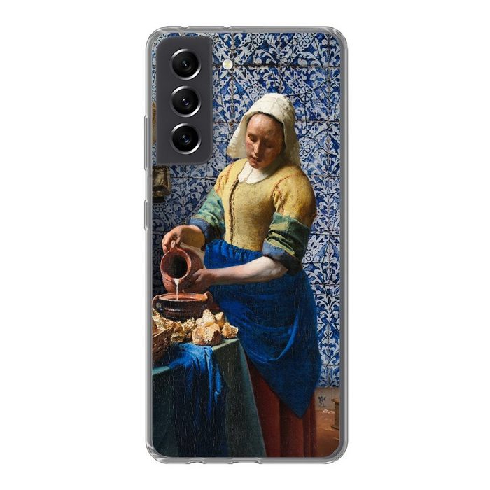 MuchoWow Handyhülle Milchmädchen - Delfter Blau - Vermeer - Gemälde - Alte Meister Phone Case Handyhülle Samsung Galaxy S21 FE Silikon Schutzhülle