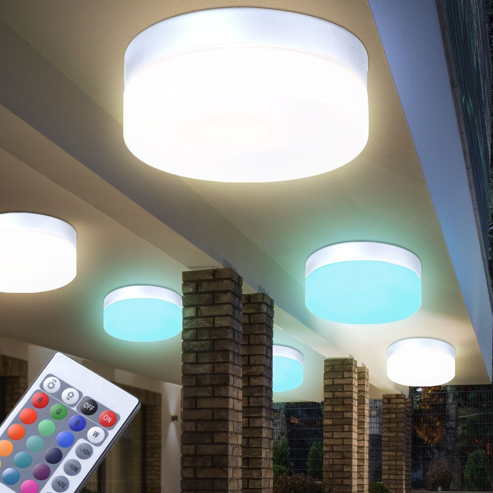 Badezimmer etc-shop dimmbar Außen-Deckenleuchte, LED Beleuchtung RGB Lampe Decken Fernbedienung ALU