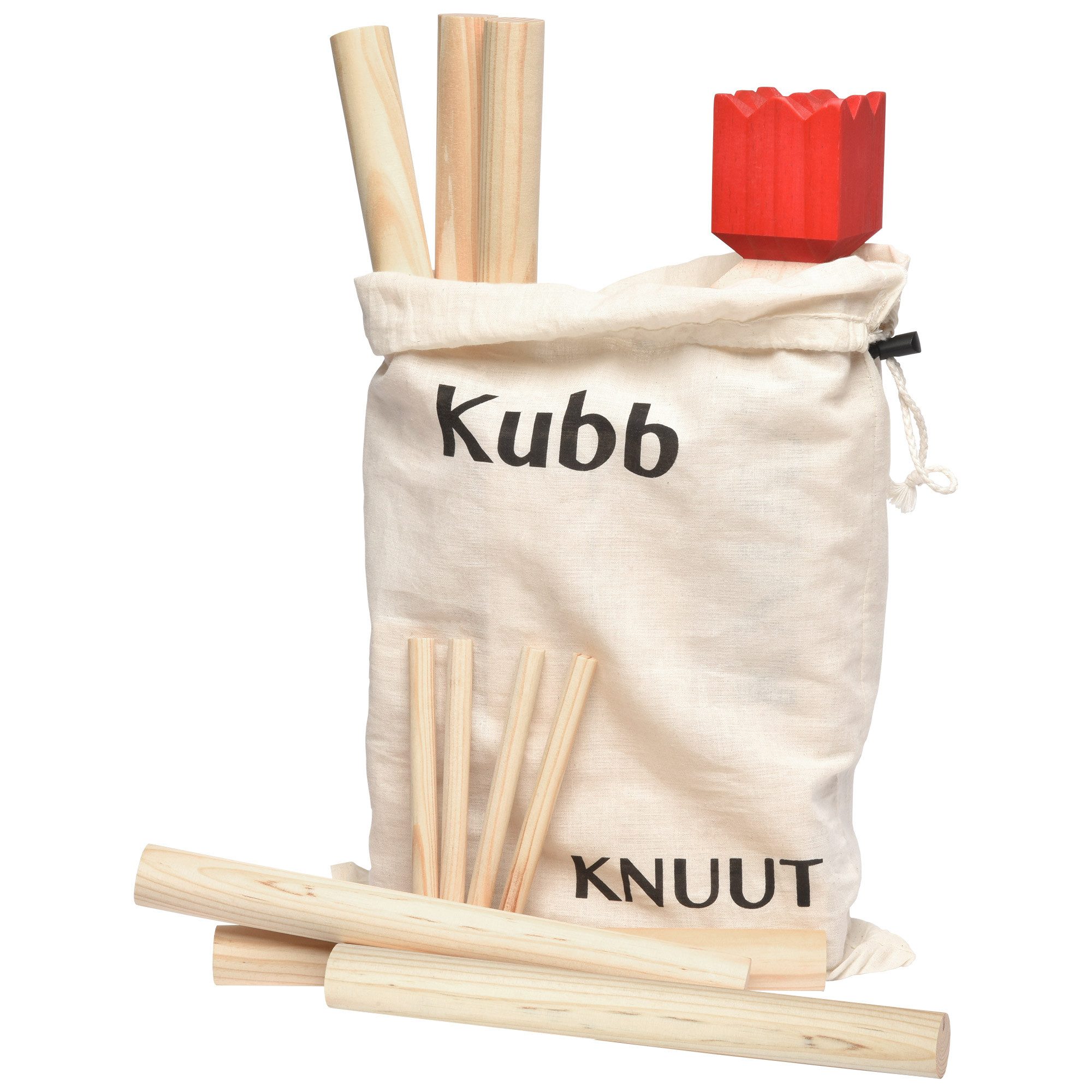 Toyfel Spiel Kubb Outdoor Spiel XXL Knuut mit Stoffbeutel, Original Wikinger Spiel - Schweden Schach - Holz Schwedenschach