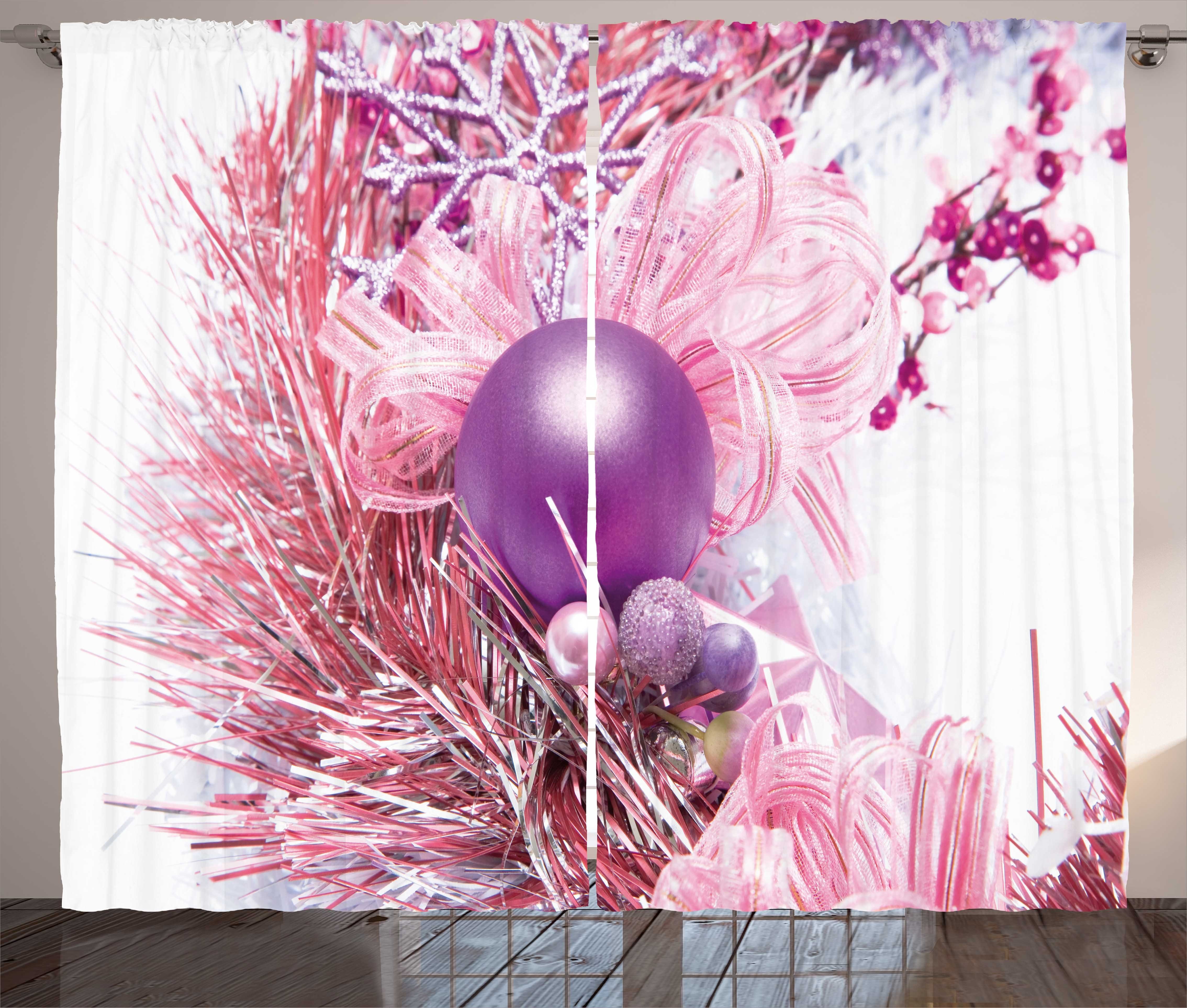 Gardine Schlafzimmer Kräuselband Vorhang mit Schlaufen und Haken, Abakuhaus, Weihnachten Close up Foto Noel Kugel