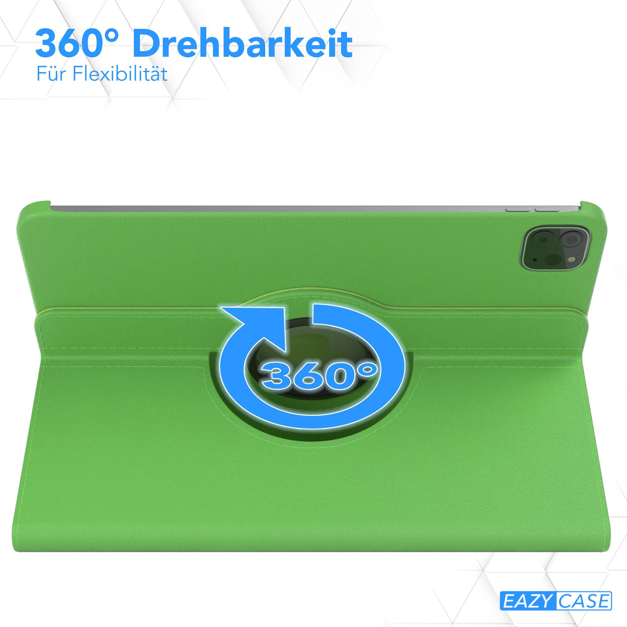 EAZY CASE Tablet-Hülle Rotation Case für iPad Pro 11" 1./2./3./4. Gen. 11 Zoll, Tabletcover Case Hardcover Flipcover zum Aufstellen Klapp-Case Grün