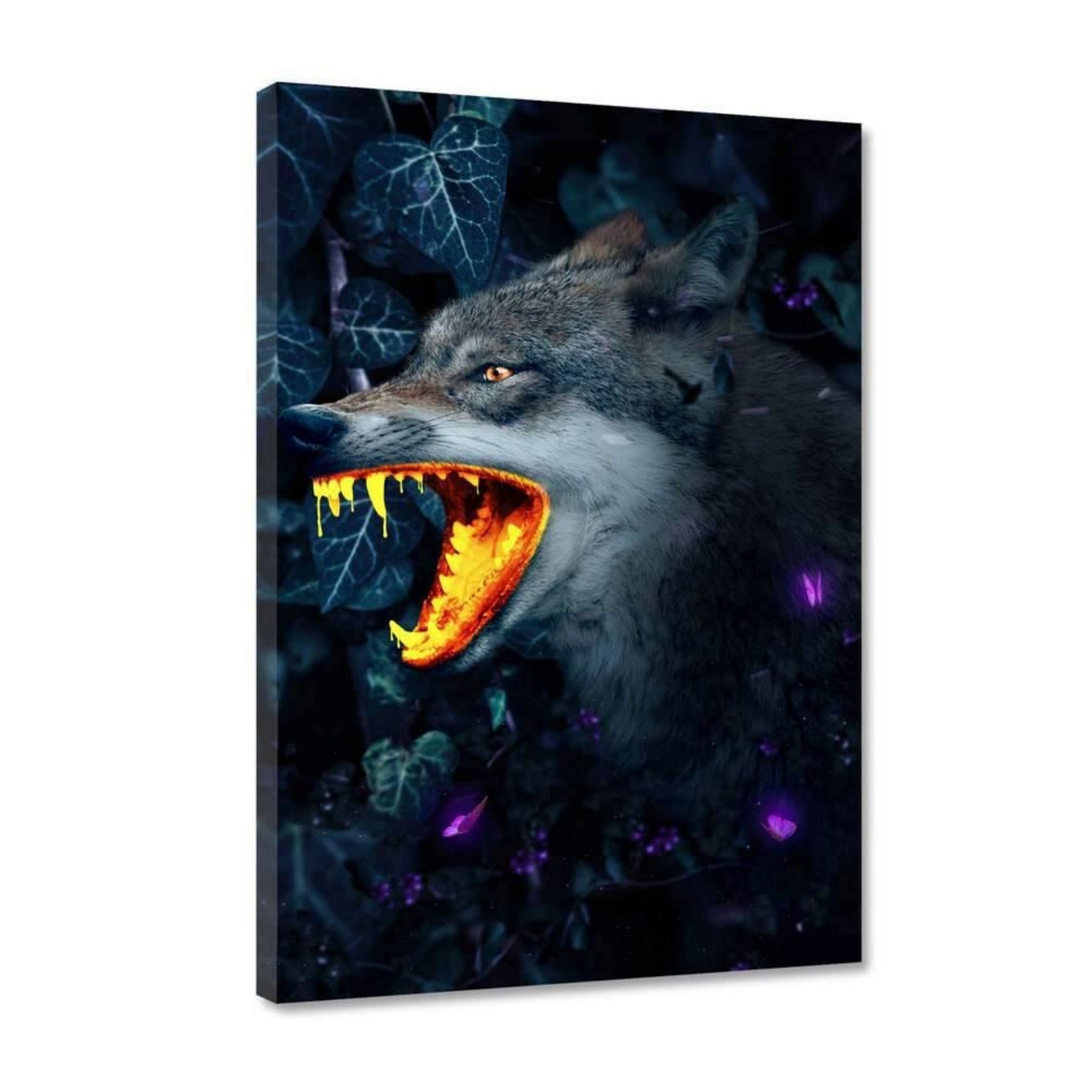 Hustling Sharks Leinwandbild Wolf-Bild als XXL Leinwandbild "Goldener Wolf" - exklusives Tierbild, in 7 unterschiedlichen Größen verfügbar