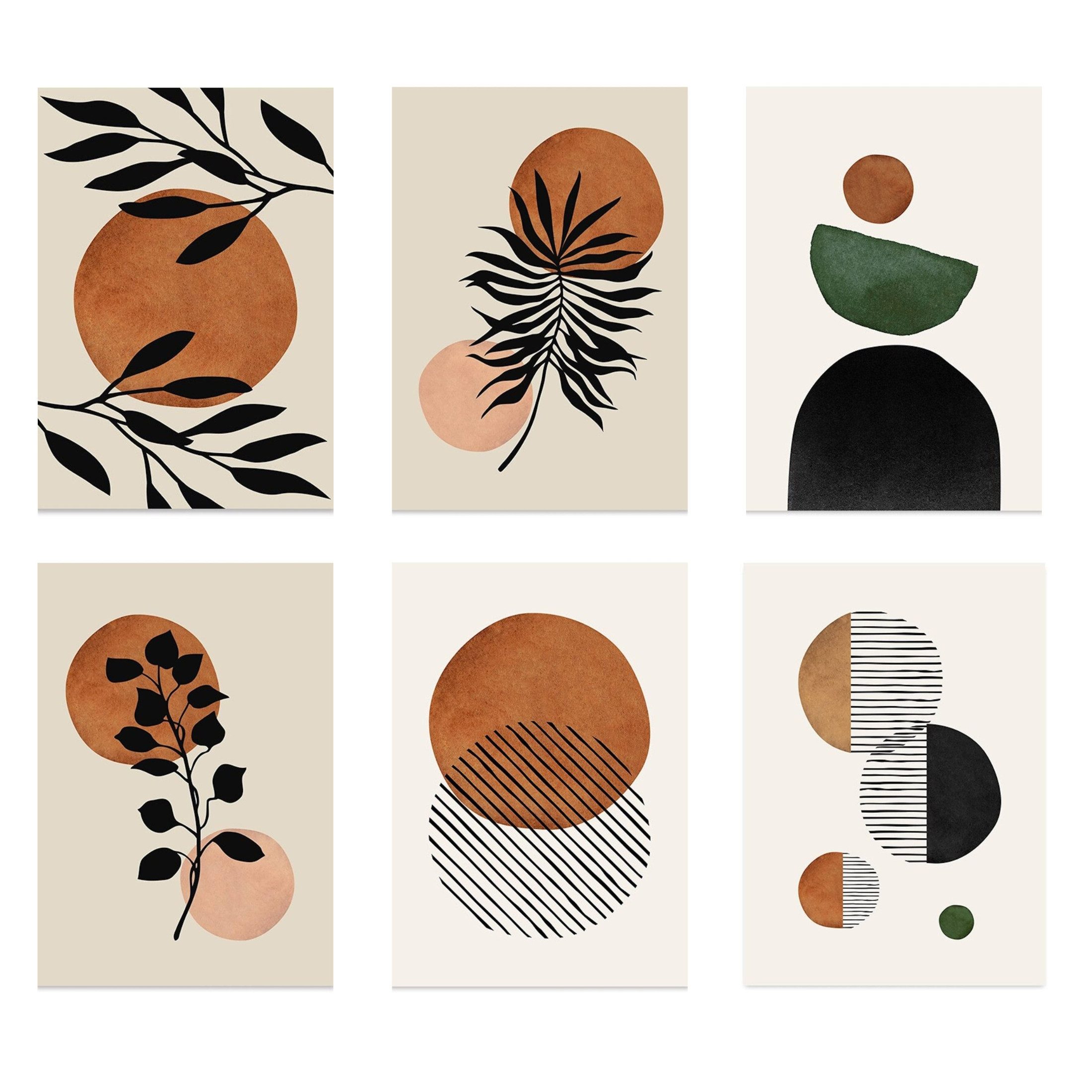 JUSTGOODMOOD Poster Boho Blumen Zweige und Abstrakte Formen als Deko Print ohne Rahmen D 1, D (1 St)