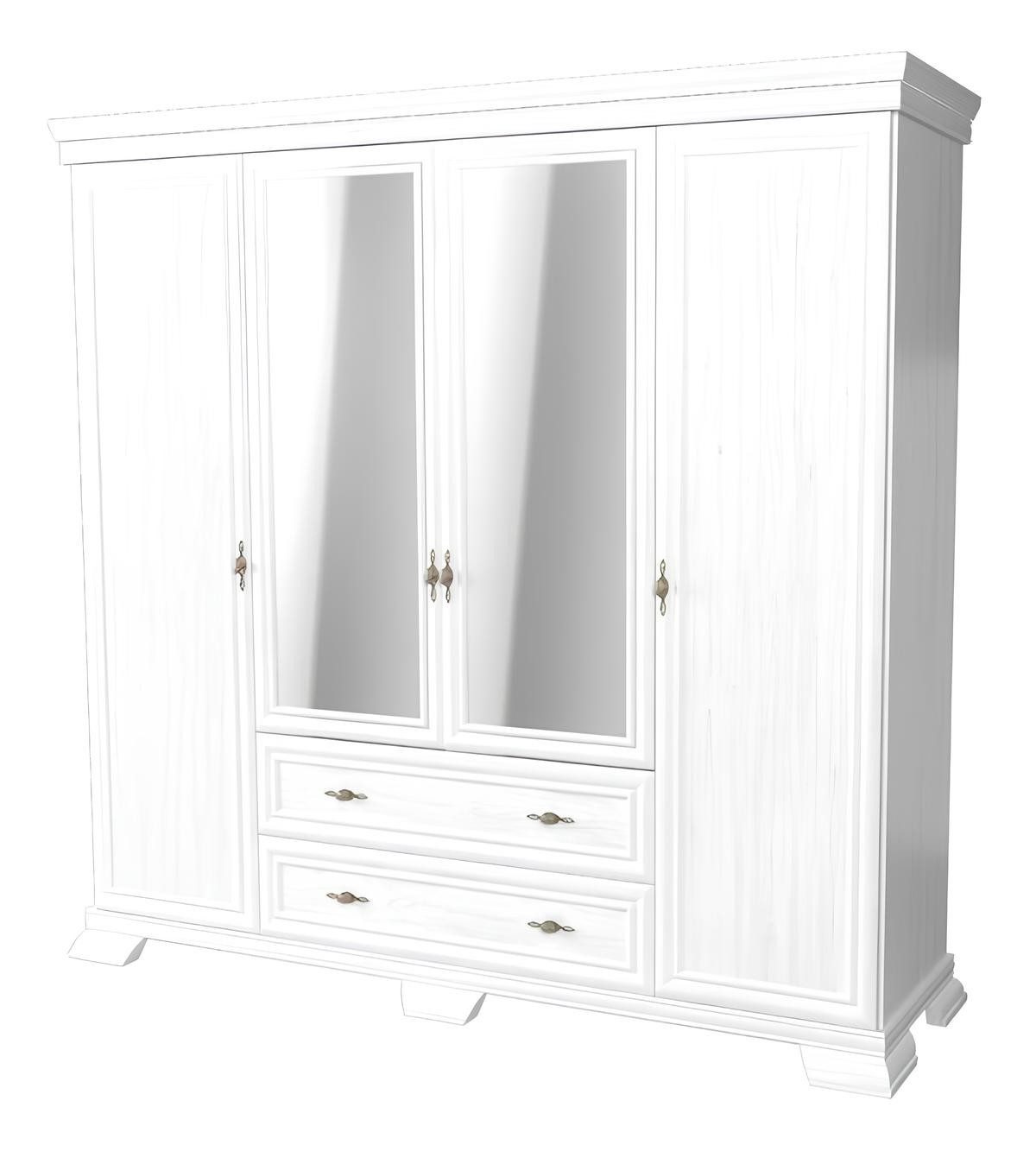 Xlmoebel Kleiderschrank XLMOEBEL Stoffschrank in Weiß mit goldenen Griffen und Schubladen (1-St., Stoffschrank in Weiß) Made in Europa