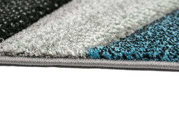 Teppich Teppich modern abstrakt in blau grau schwarz, TeppichHome24, rechteckig