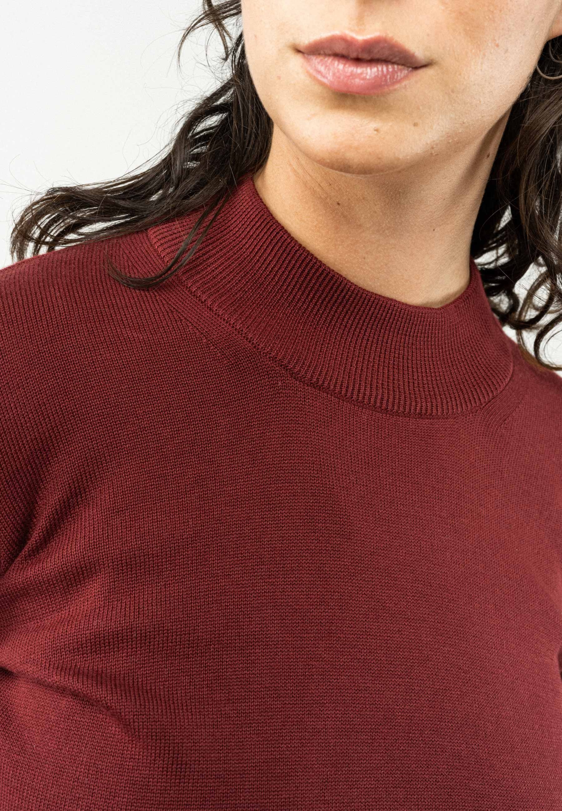 Damen Strickpullover Feinstrick-Pullover SADA Rippbündchen MELA burgunderrot