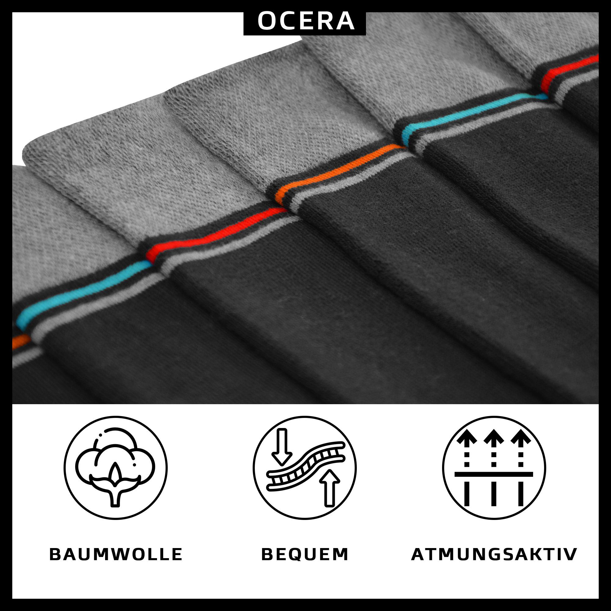 OCERA Funktionssocken THERMO Socken, 6 mit Farbstreifen modernen o. Design Wintersocken 6x Anthrazit Paar