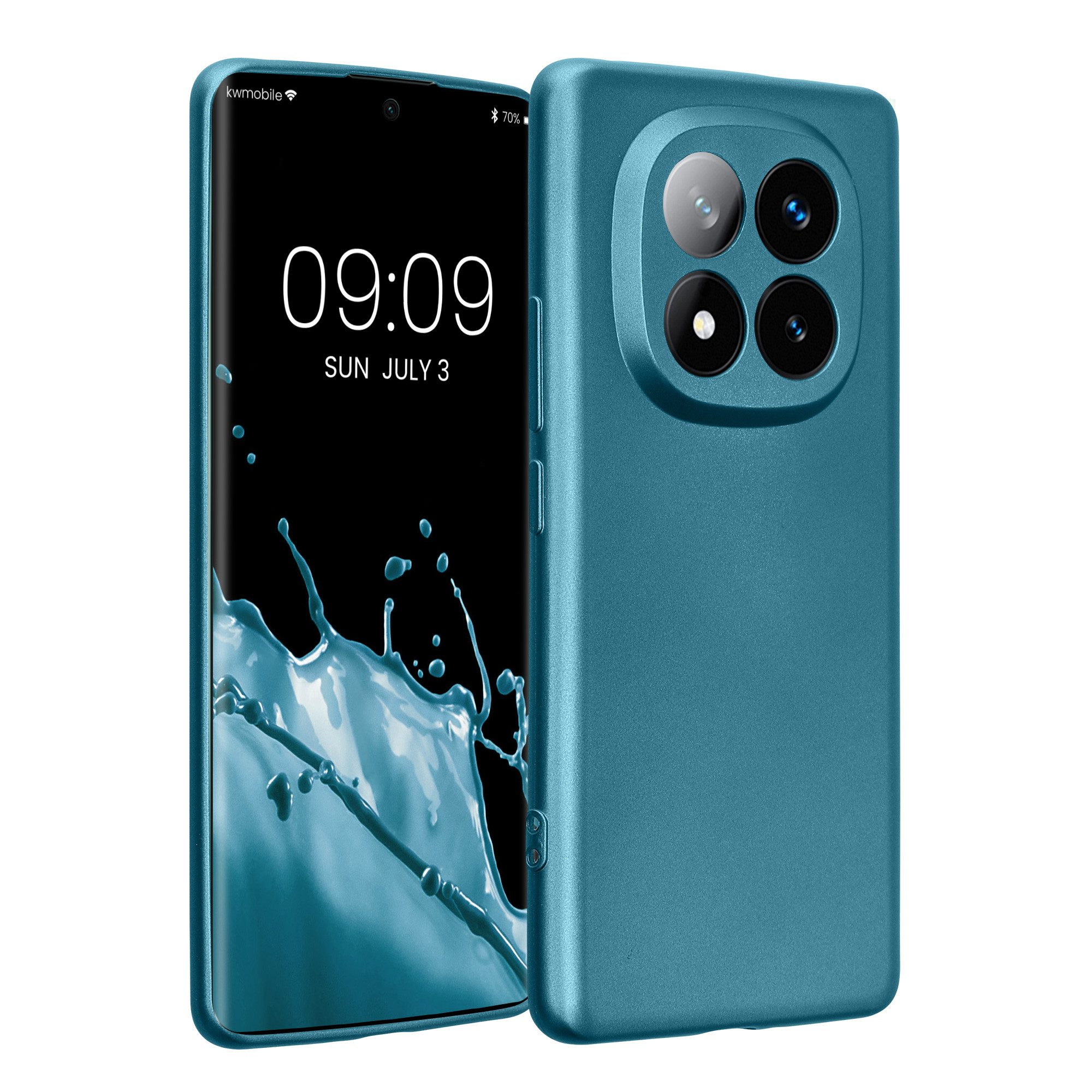 kwmobile Handyhülle Handyhülle für Xiaomi Redmi Note 14 Pro+ 5G / Redmi Note 14 Pro Plus, weiche Silikon Case metallisch schimmernd - Schutzhülle Cover