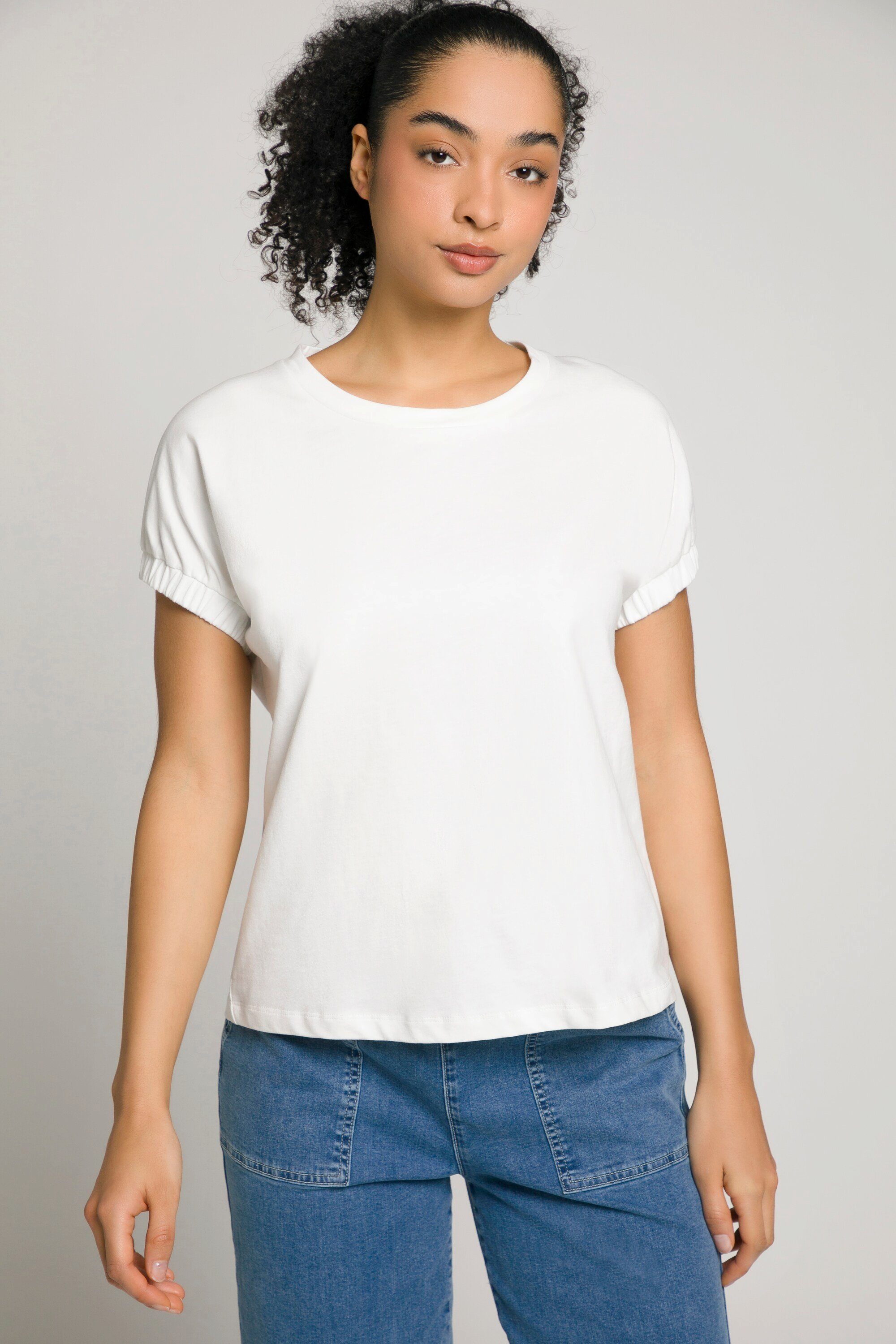 Gina Laura Rundhalsshirt T-Shirt Rundhals Ballon-Halbarm