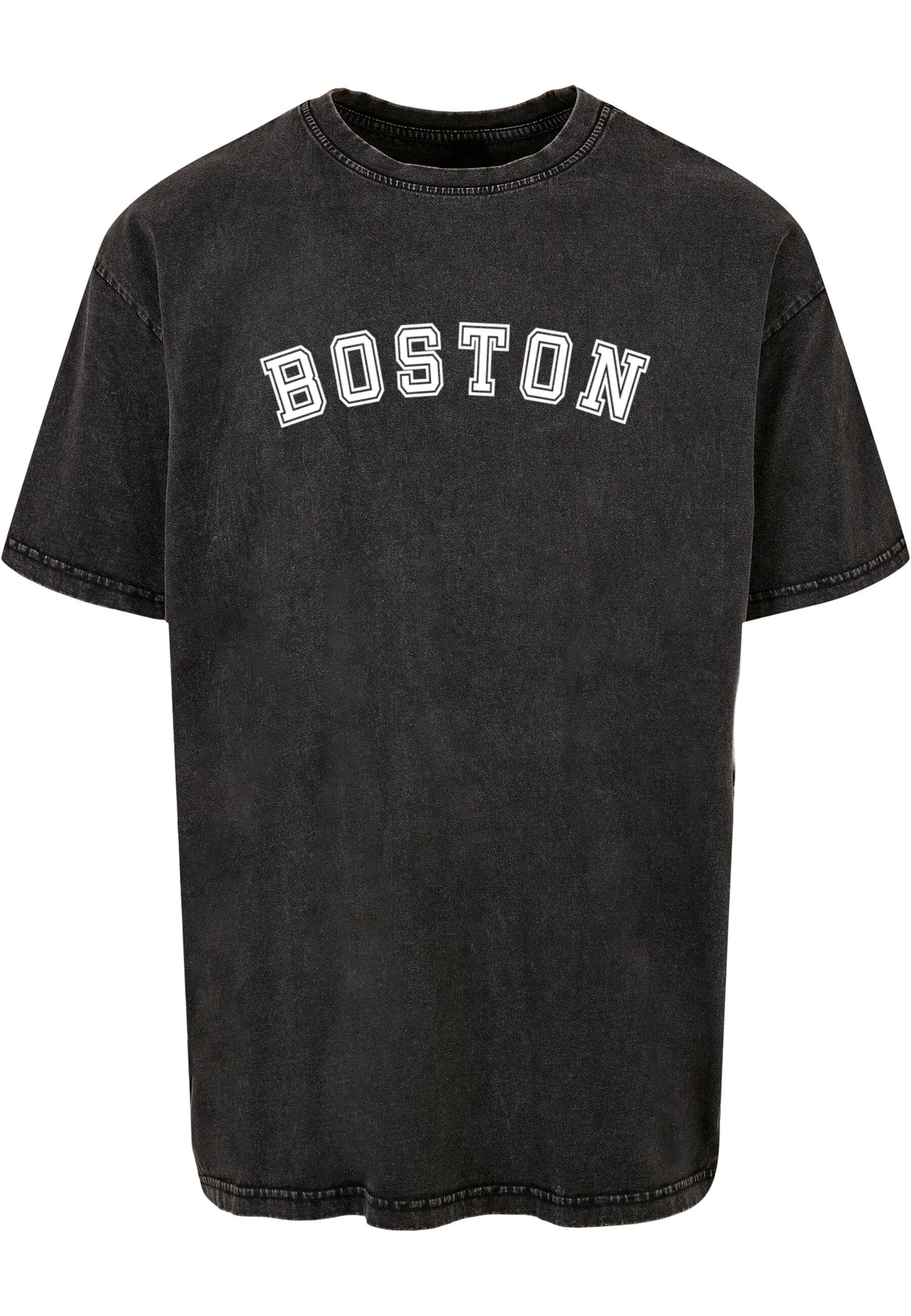 Merchcode T-Shirt Herren Boston X Acid Washed Heavy Oversize Tee (1-tlg) black