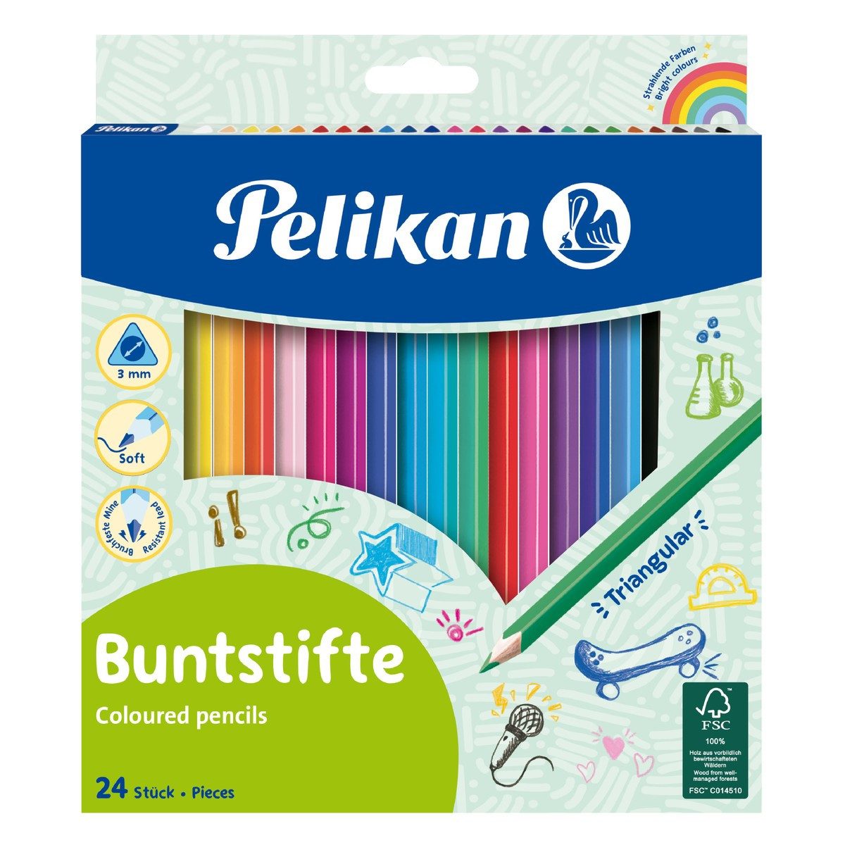 HAMELIN PAPERBRANDS Buntstift Pelikan Buntstifte dreikant dünn 24 Stück