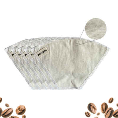 PETARYA Korbfilter Waschbarer Stoff Kaffeefilter - Biofilter aus 100% Baumwolle 5 Stück