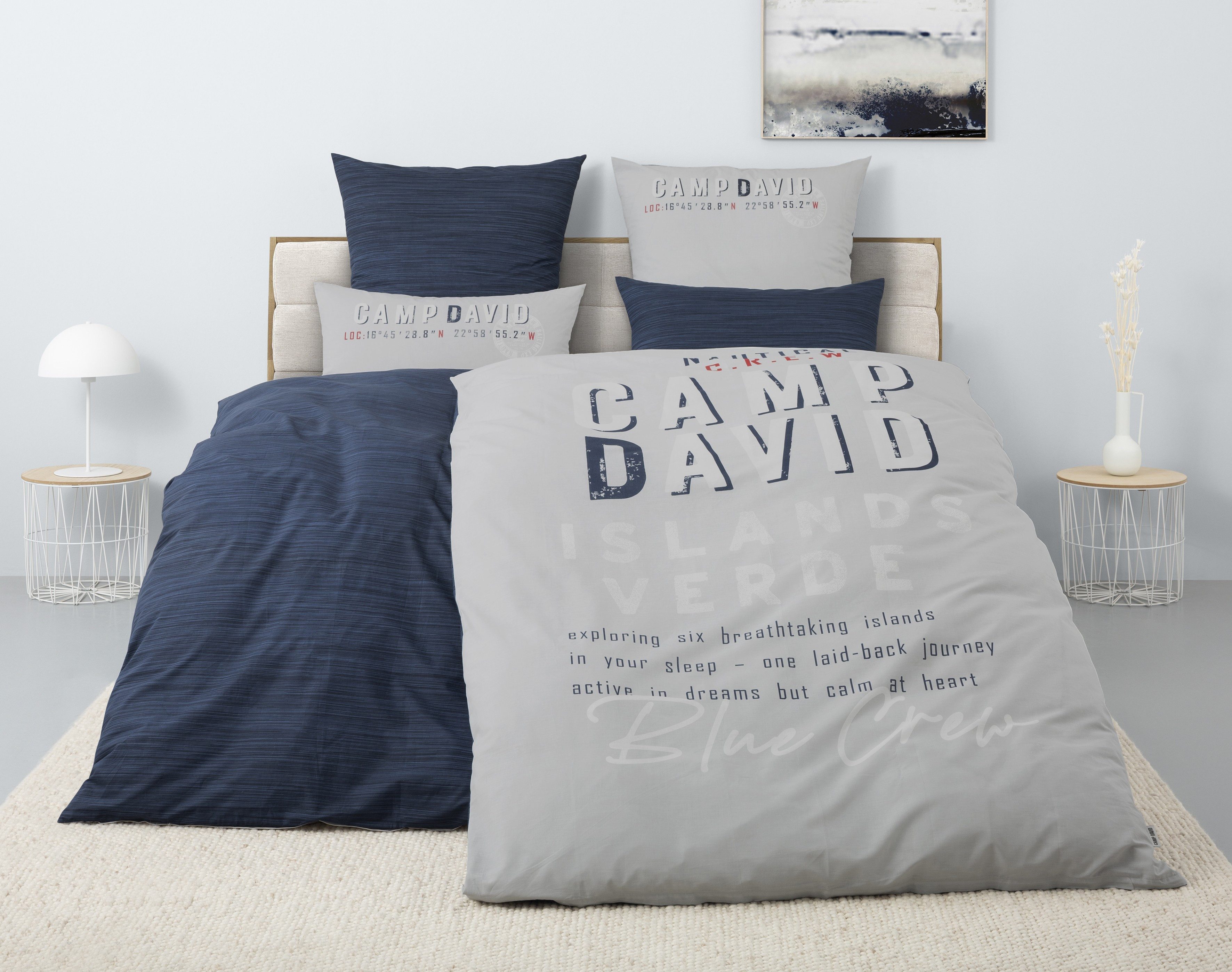 CAMP DAVID Wendebettwäsche Jerre, Renforcé, 2 teilig, NEUHEIT! Bettwäsche ab 135x200cm, mit Schriftzug