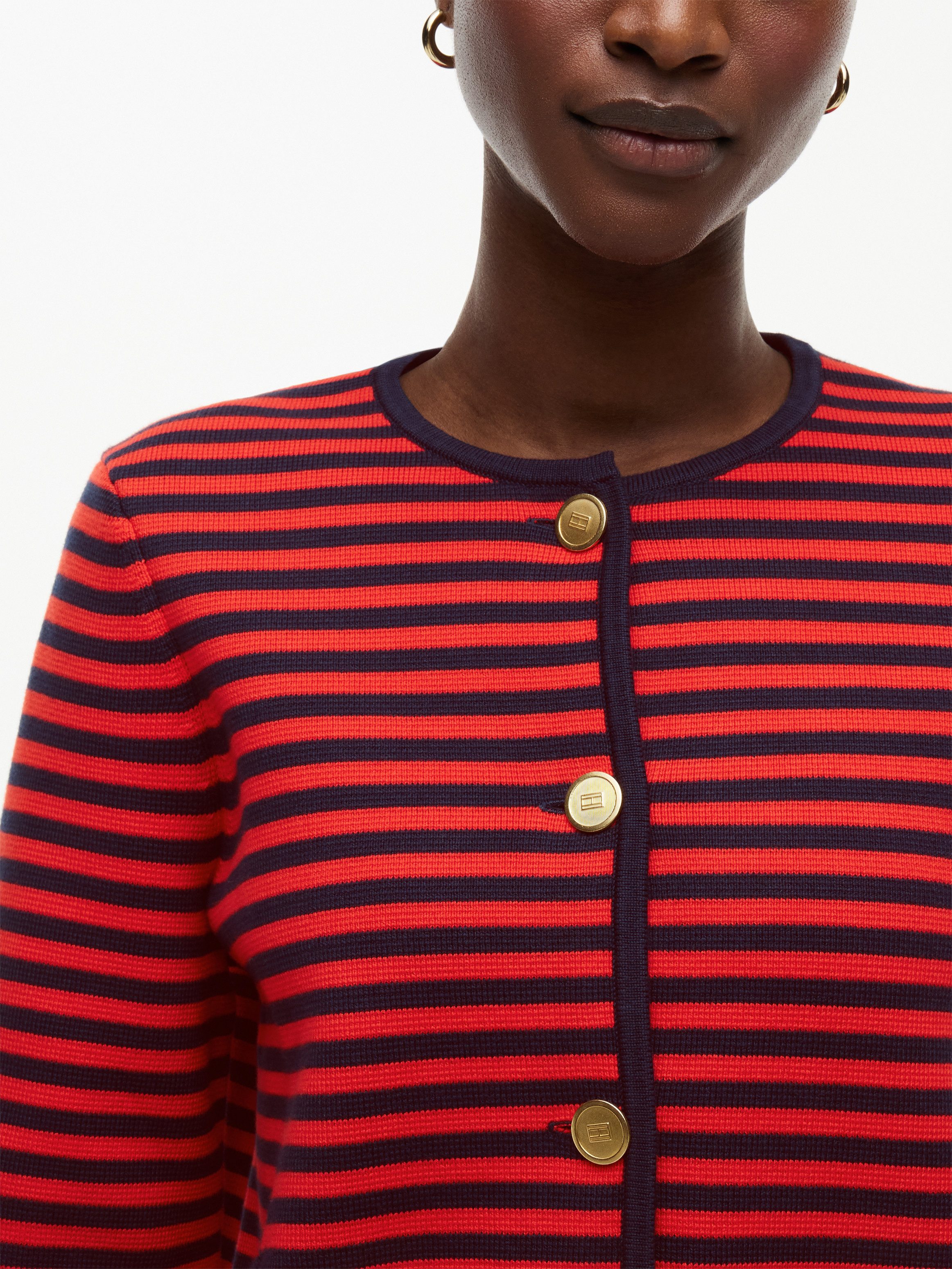 Tommy Hilfiger Strickjacke GOLD BUTTON LS CARDI Baumwolle, goldfarbene Knöpfe