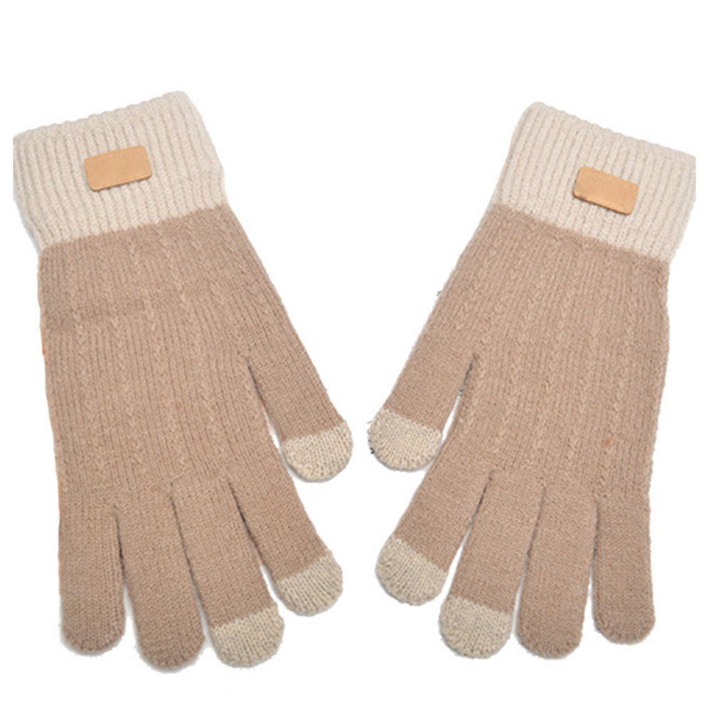 Haiaveng Strickhandschuhe Winterhandschuhe Touchscreen Handschuhe Strick Fingerhandschuhe für Skifahren Radfahren und SMS, Geeinget für Damen und Herren brown | Strickhandschuhe
