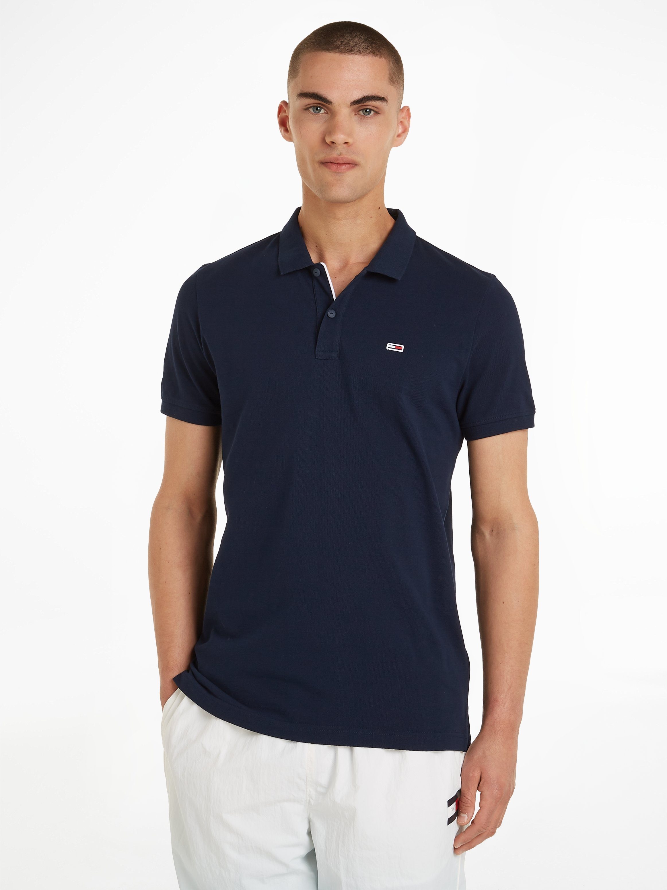 Tommy Jeans Plus Poloshirt TJM SLIM PLACKET POLO EXT Große Größen mit Logostickerei