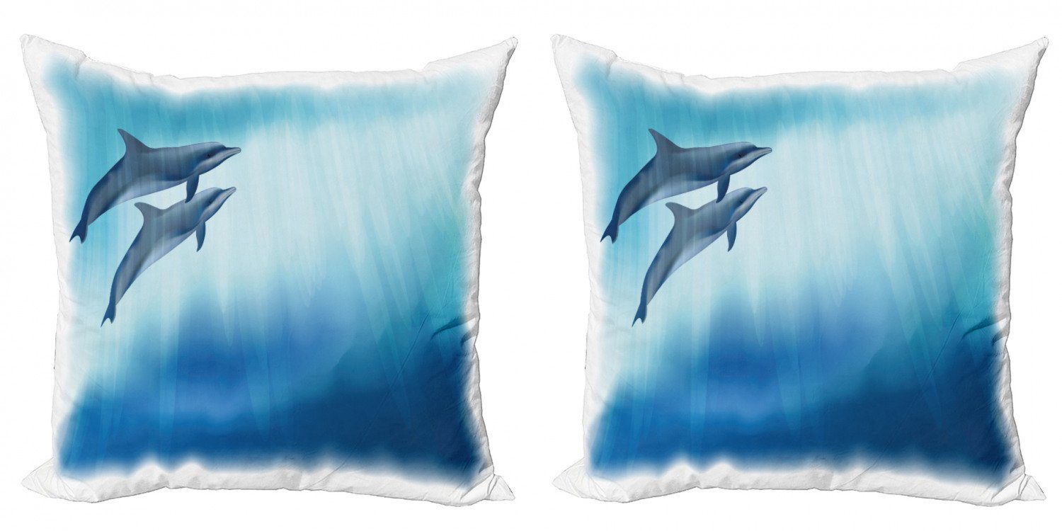 Accent Stück), Abakuhaus Doppelseitiger Kissenbezüge Delphin Fisch Unterwasserszene (2 Digitaldruck, Modern