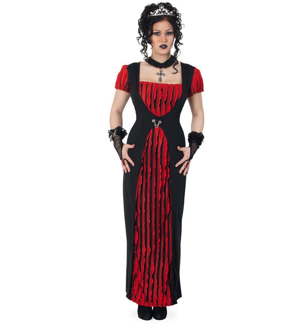 Fries Vampir-Kostüm Vampirin Vampir Gothic Kleid Halloween Karneval Fasching Horror Party