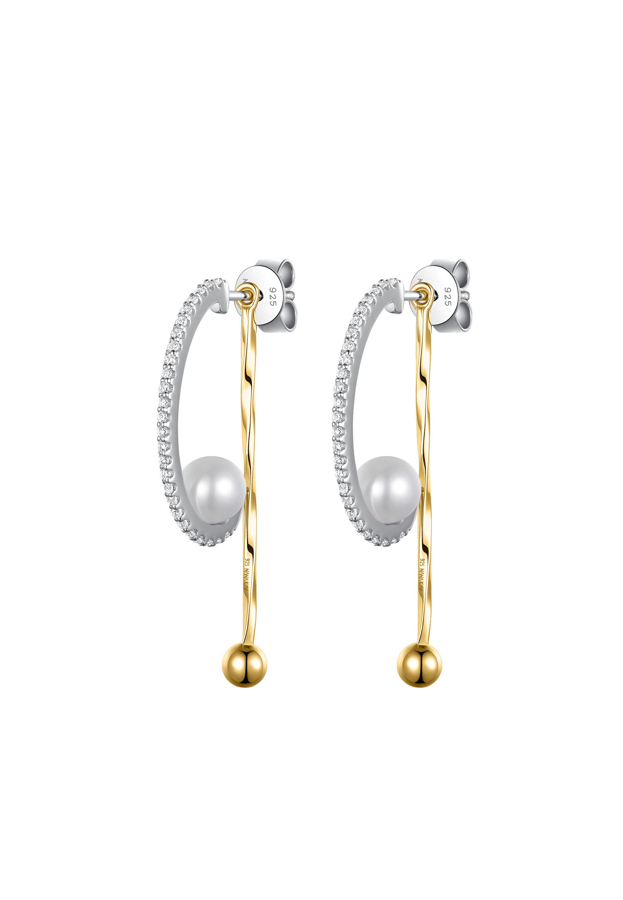 NANA KAY Paar Ohrhänger Baroque Flair, mit farblosem Stein und einer Süßwasserperle