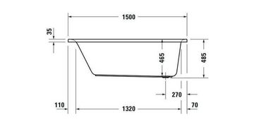 Duravit Badewanne Badewanne D-NEO Einbauversion 1 RS 1500x750mm weiß 1500 x 750 mm weiß