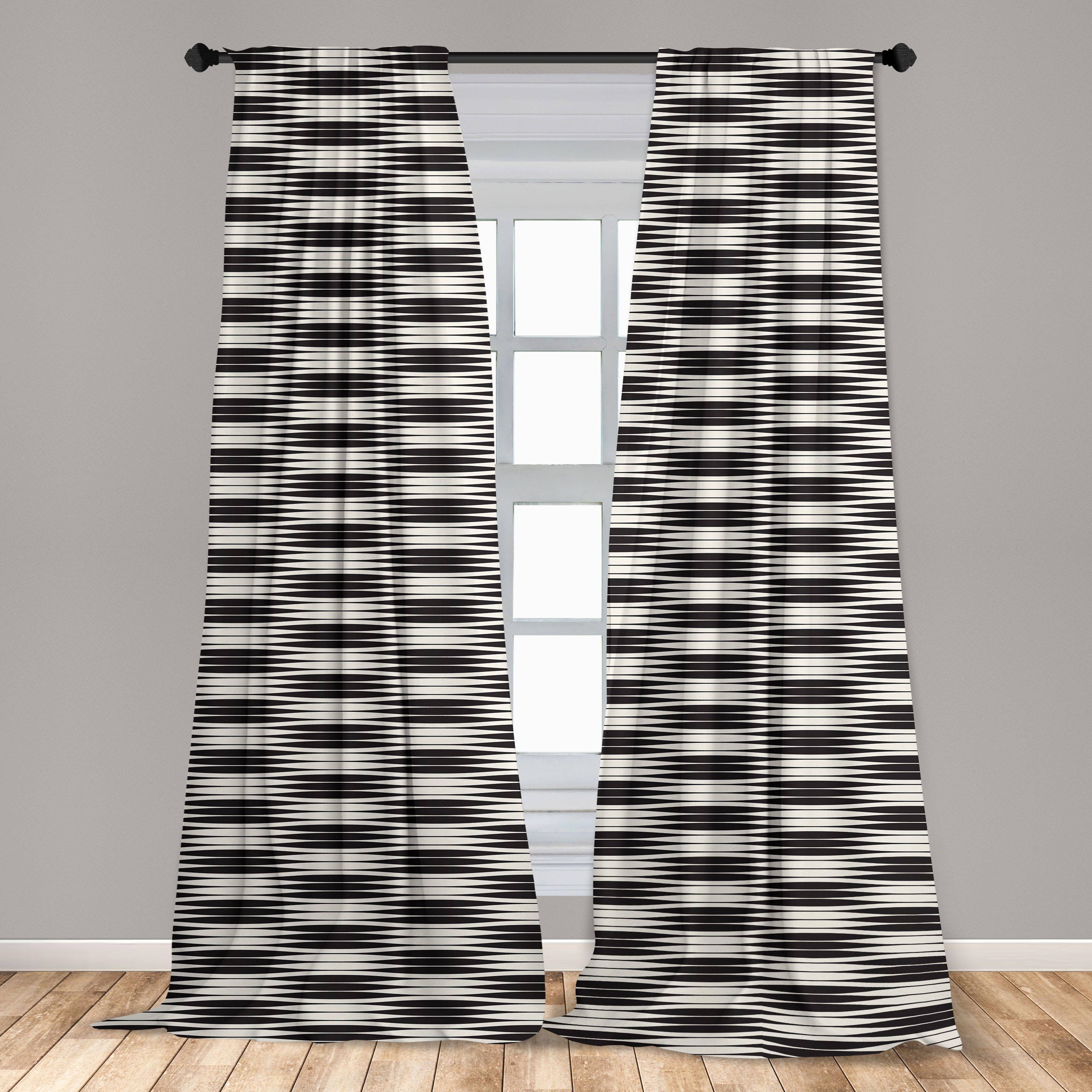 Abakuhaus, Abstrakt Wohnzimmer Monochrome für Dekor, Microfaser, Schlafzimmer Stripes Vorhang Wellenförmige Gardine