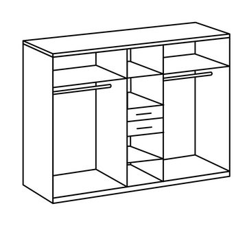 freiraum Kleiderschrank Vanea (BxHxT: 225x210x58 cm) in WEISS mit 2 Schubladen und 6 Türen