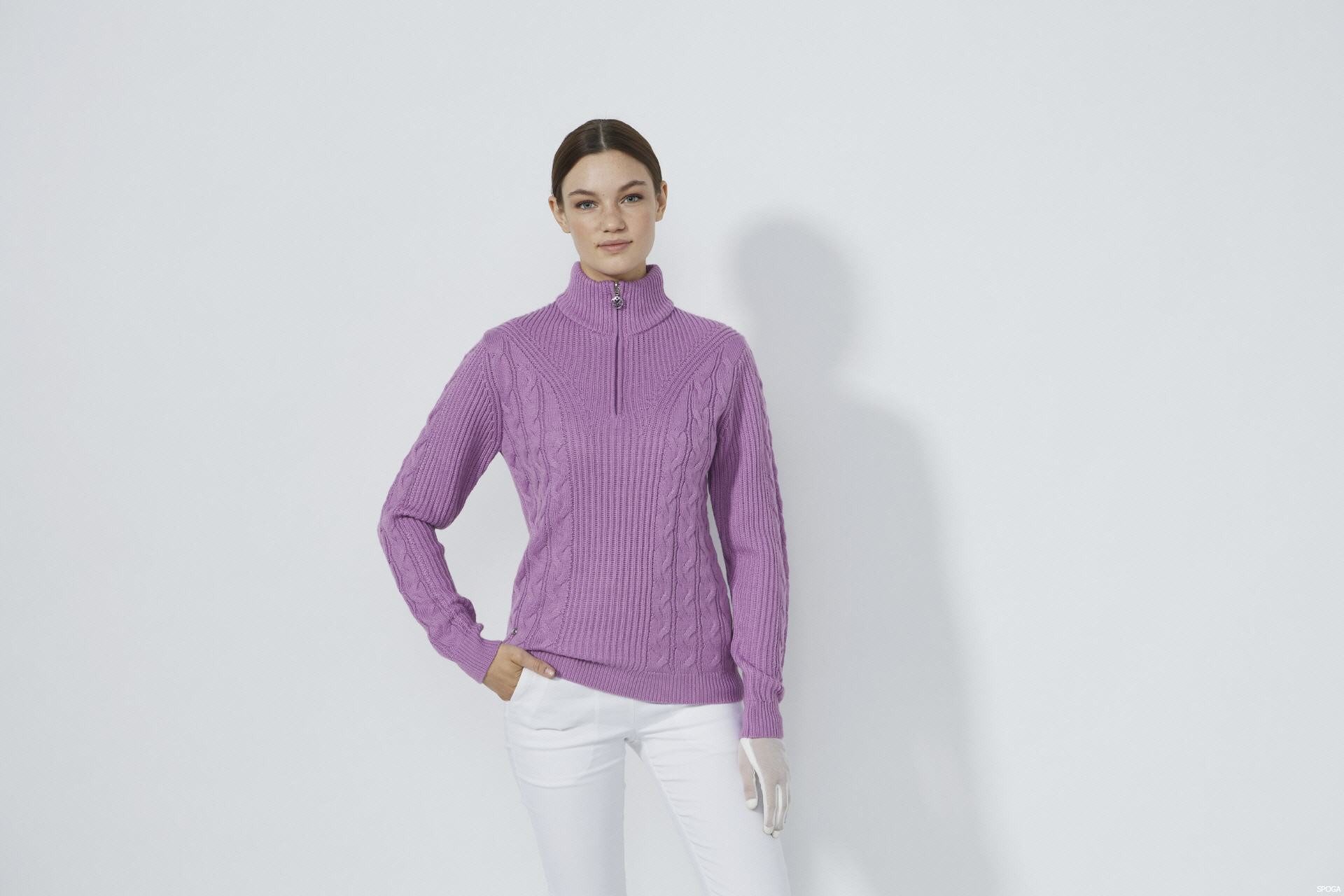 Daily Sports Trainingspullover Daily Sports Golf Pullover Kabelstrick Lining Pflaume Damen