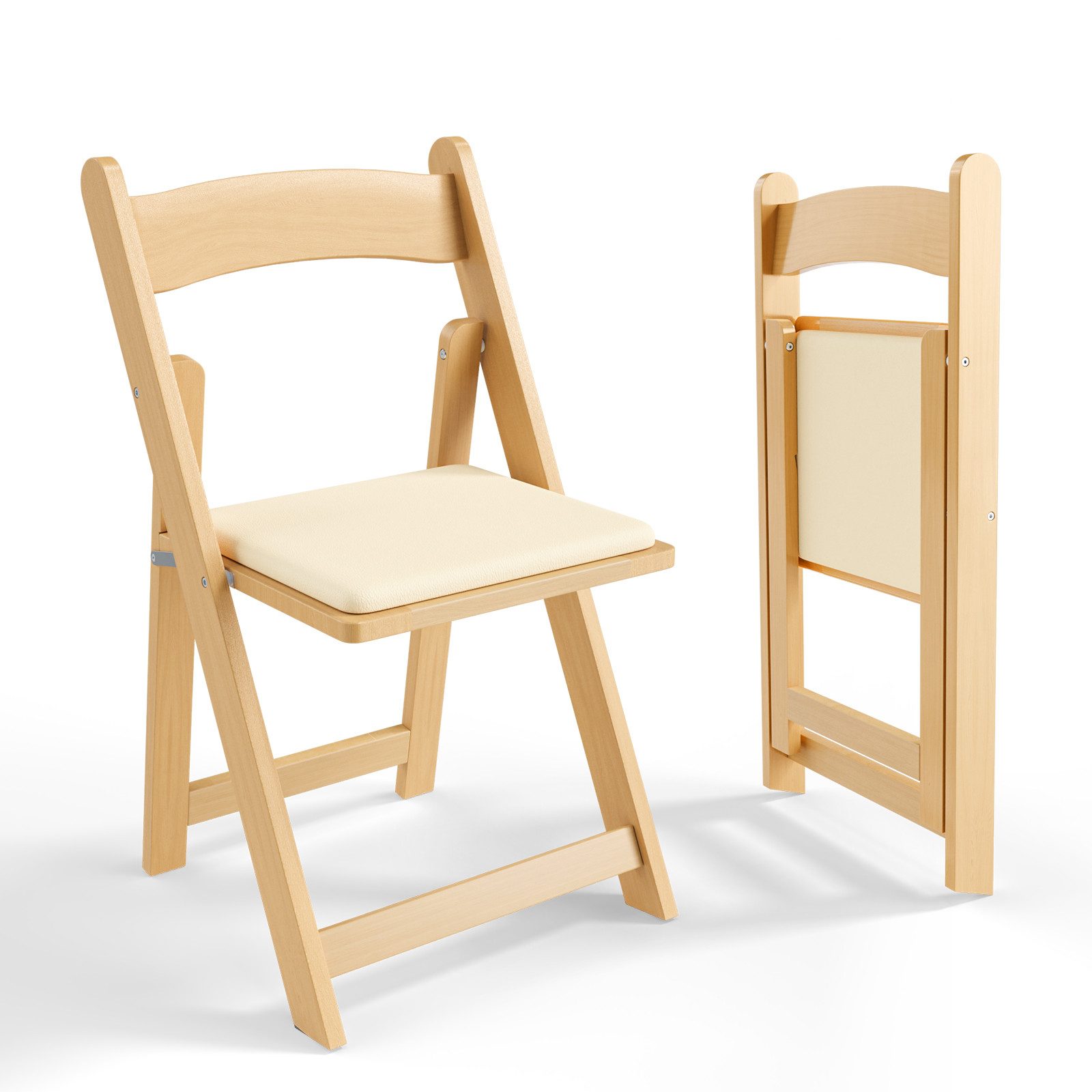 VINGLI Klappstuhl 1er/4er gepolstert aus Holz, Essstuhl ergonomisch & platzsparend (1 St), bis 159 kg, 44 x 43 x 78 cm, Walnussbraun/Naturholzfarbe