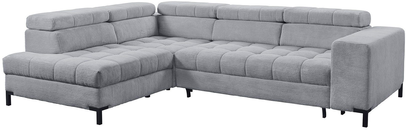 exxpo - sofa fashion Ecksofa Bocco, hochwertige Verarbeitung, toller Sitzkomfort, bequem, L-Form, wahlweise mit Bettfunktion u. Bettkasten, inkl. Kopfteilverstellung