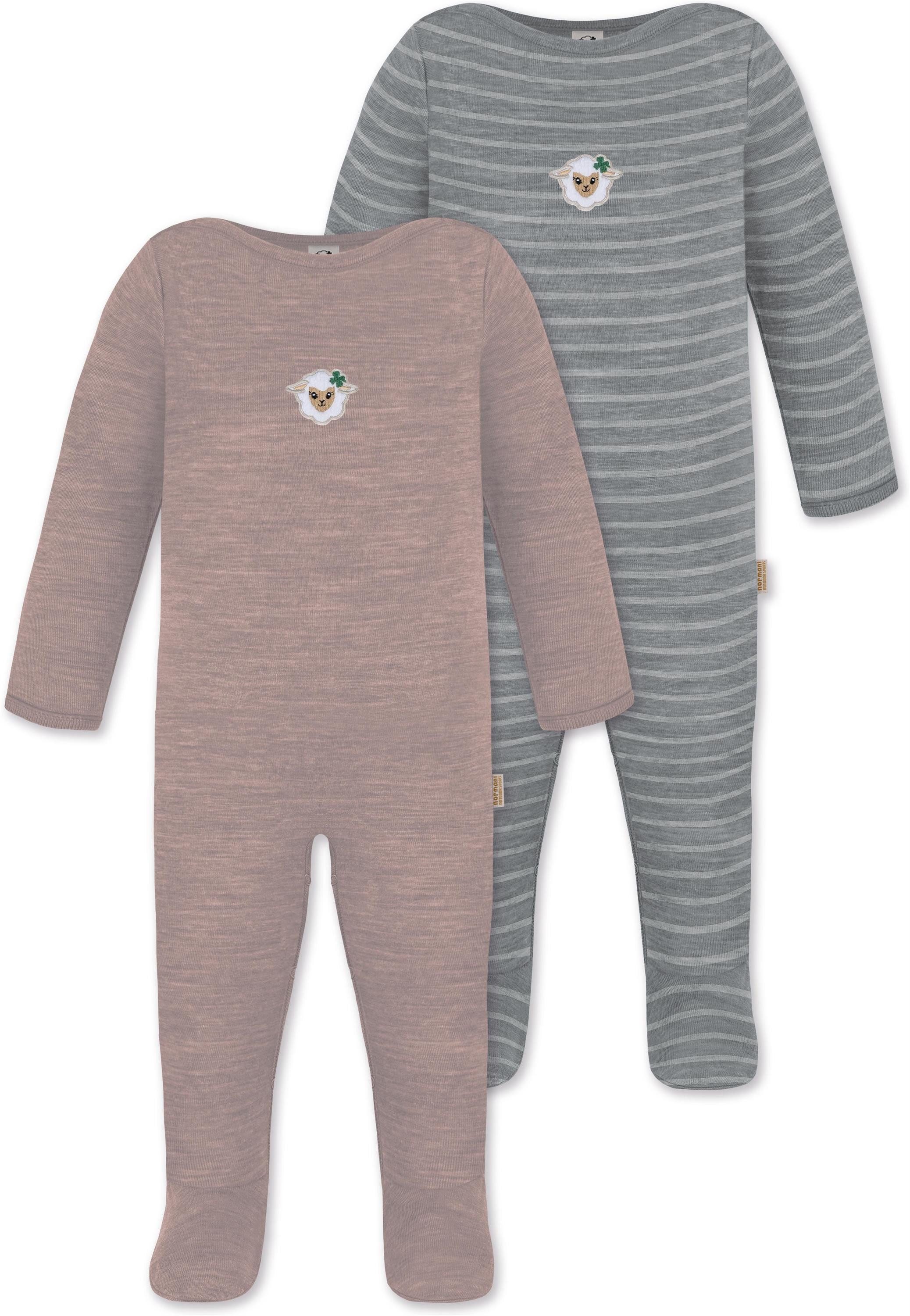 Langarmwickelbody 2er Pack MERINO Baby Merino Strampler Levin