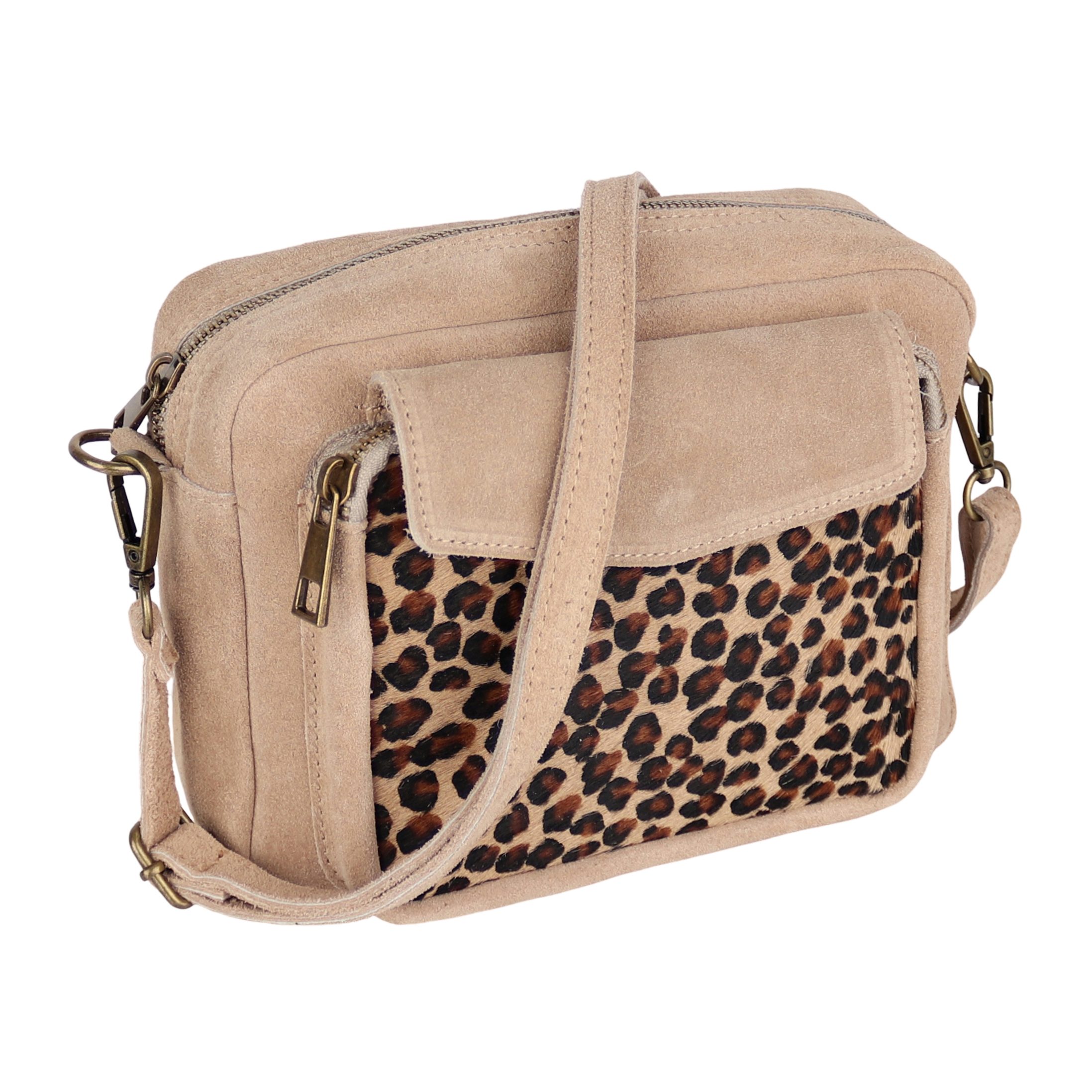 Schultertasche aus Echtleder Kuhfell, hergestellt in Italien