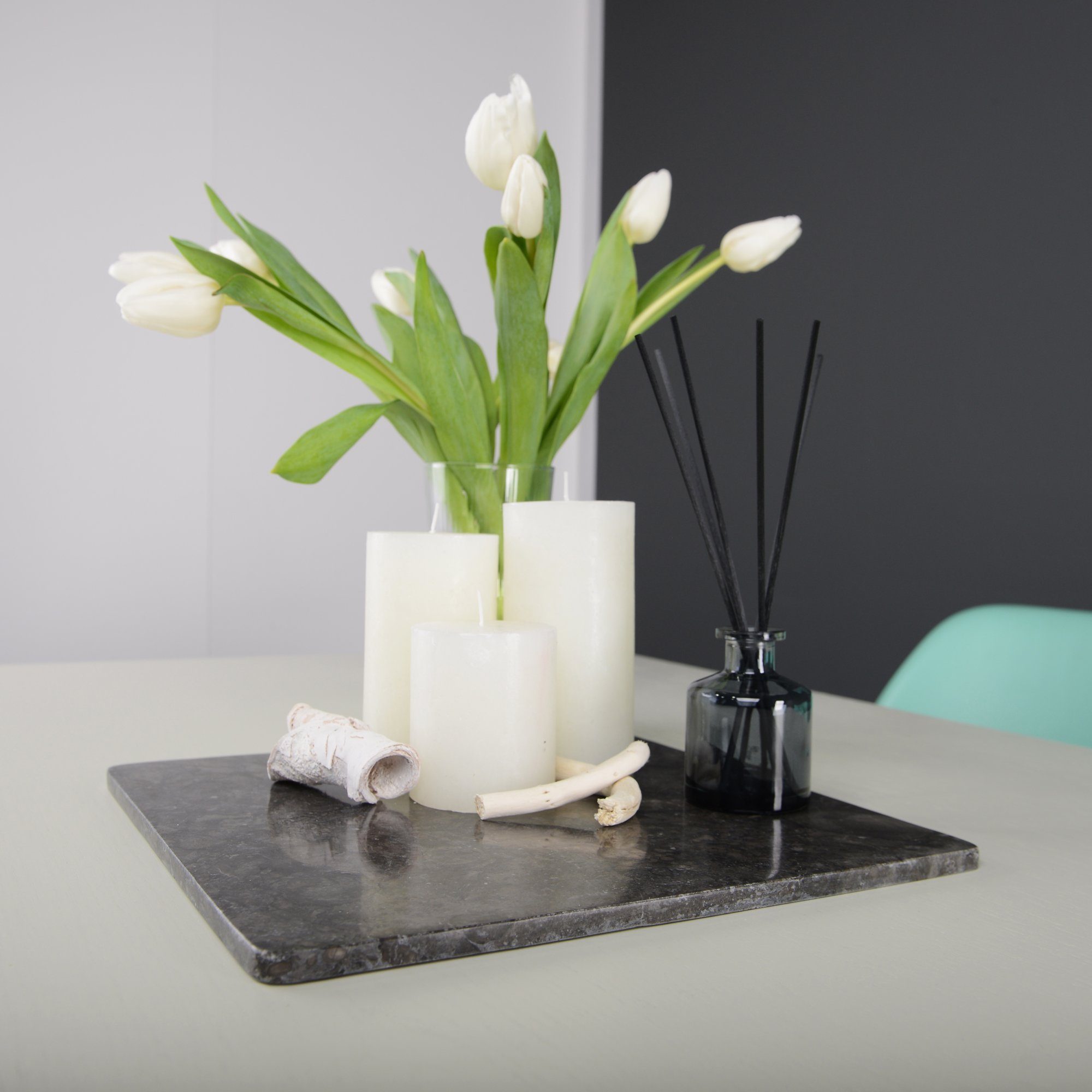 wohnfreuden Dekotablett Marmor Tablett 30 cm anthrazit quadratisch flach, 3 günstig online kaufen