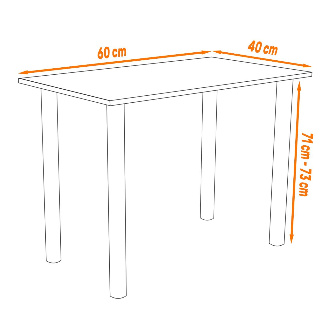 2mm Beinen Eiche Bürotisch PVC Küchentisch hell AKKE Esszimmertisch mit schwarzen Esstisch,