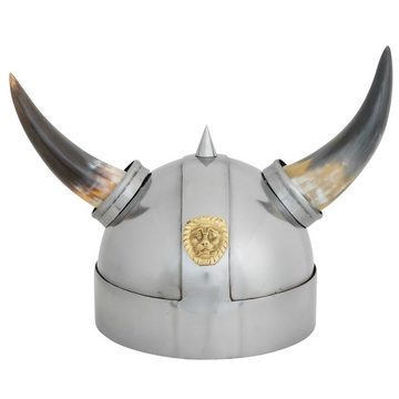 Aubaho Dekoobjekt Wikingerhelm Krieger Rüstung Helm LARP Dekoration Metall 34cm Antik-St