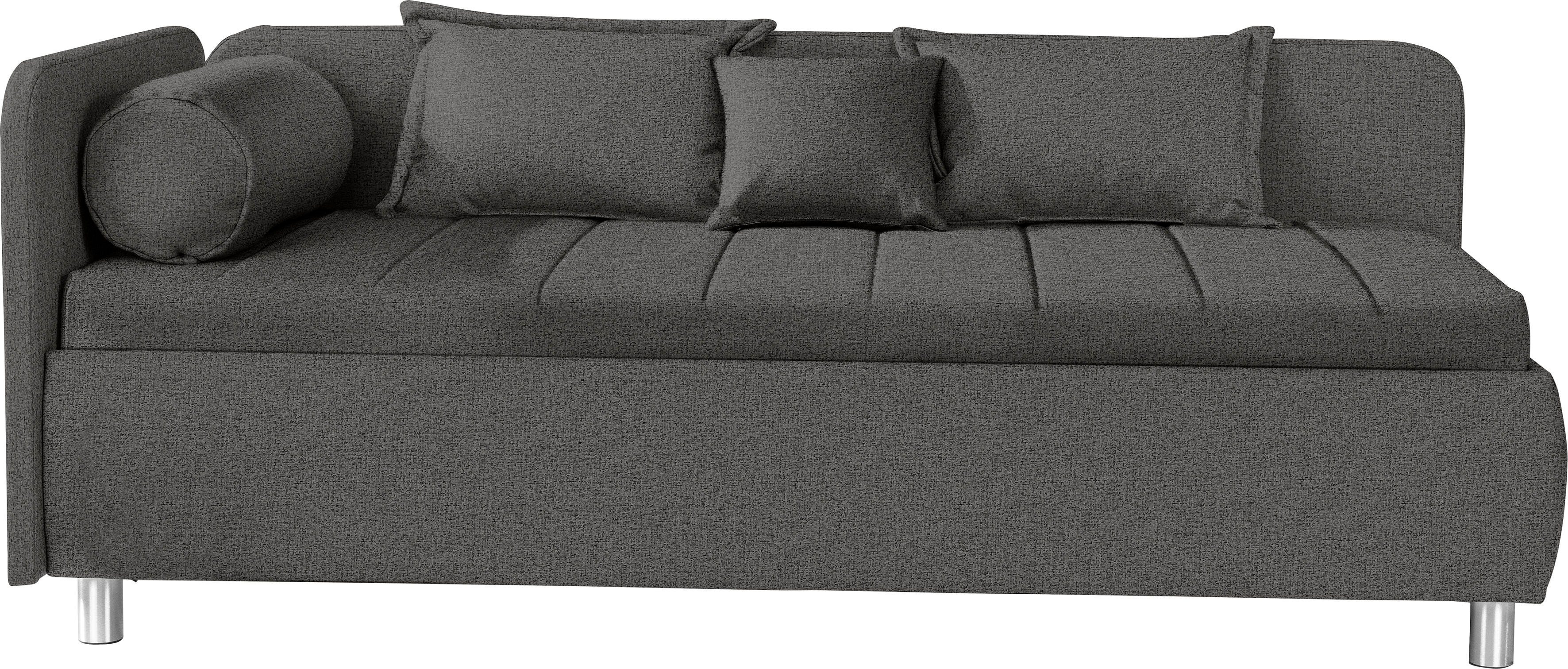 ADA trendline Schlafsofa Kiana, mit Bettkasten und Zierkissen, Liegefläche 90/200 cm oder 100/200 cm blaugrau TMD 39 | Kindersofas