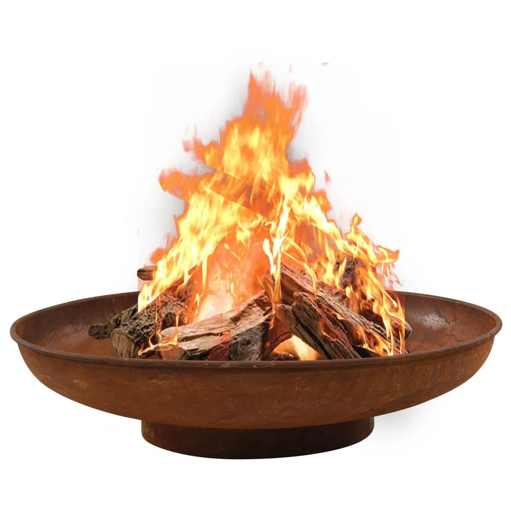 vidaXL Feuerkorb Î 80 x 20 cm Feuerschale 80 cm Stahl Gartenfeuer braun