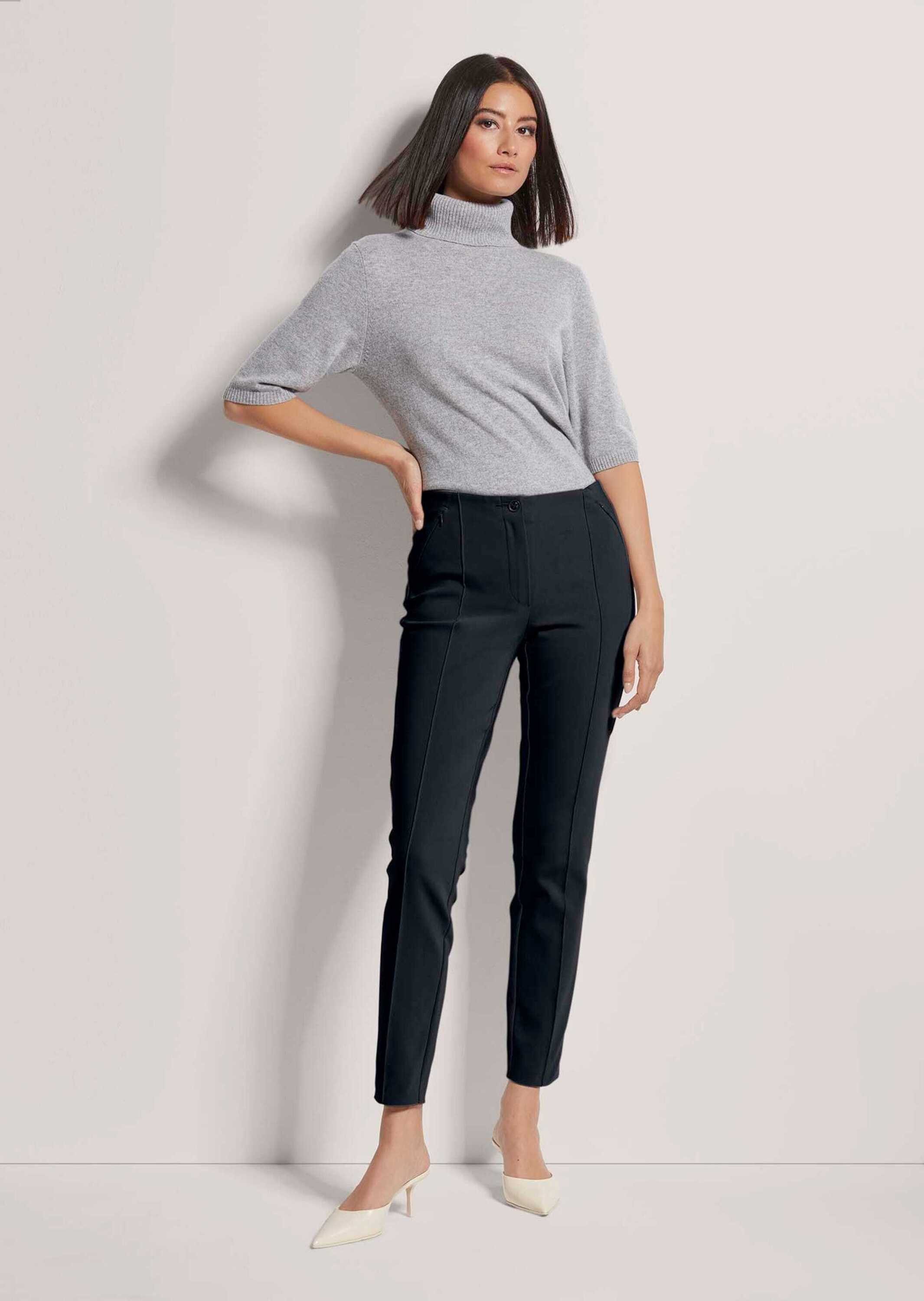 Stoffhose Schlanke Stretch-Hose mit Biesen