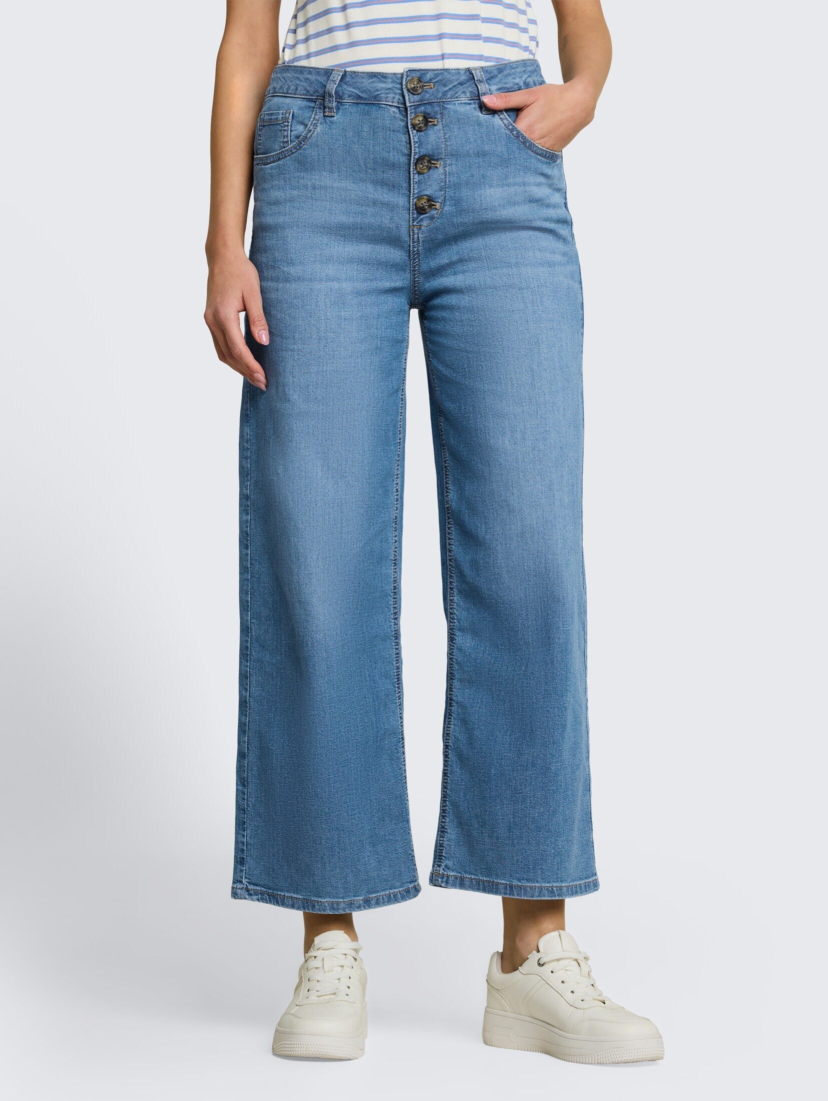 TOM TAILOR 7/8-Jeans Jeanshosen TTNELMA CULOTTE Jeans mit Knopfleiste