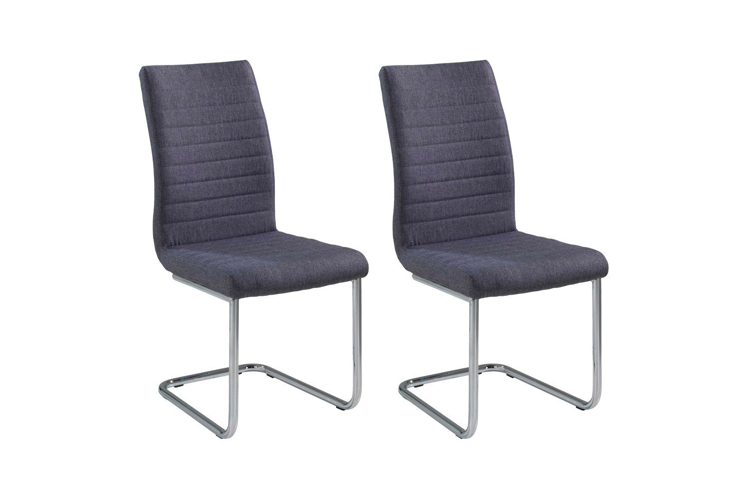 Home4You Freischwinger Schwingstuhl 2er Set, Dunkelgrau, Webstoff, Metall, mit Quersteppung