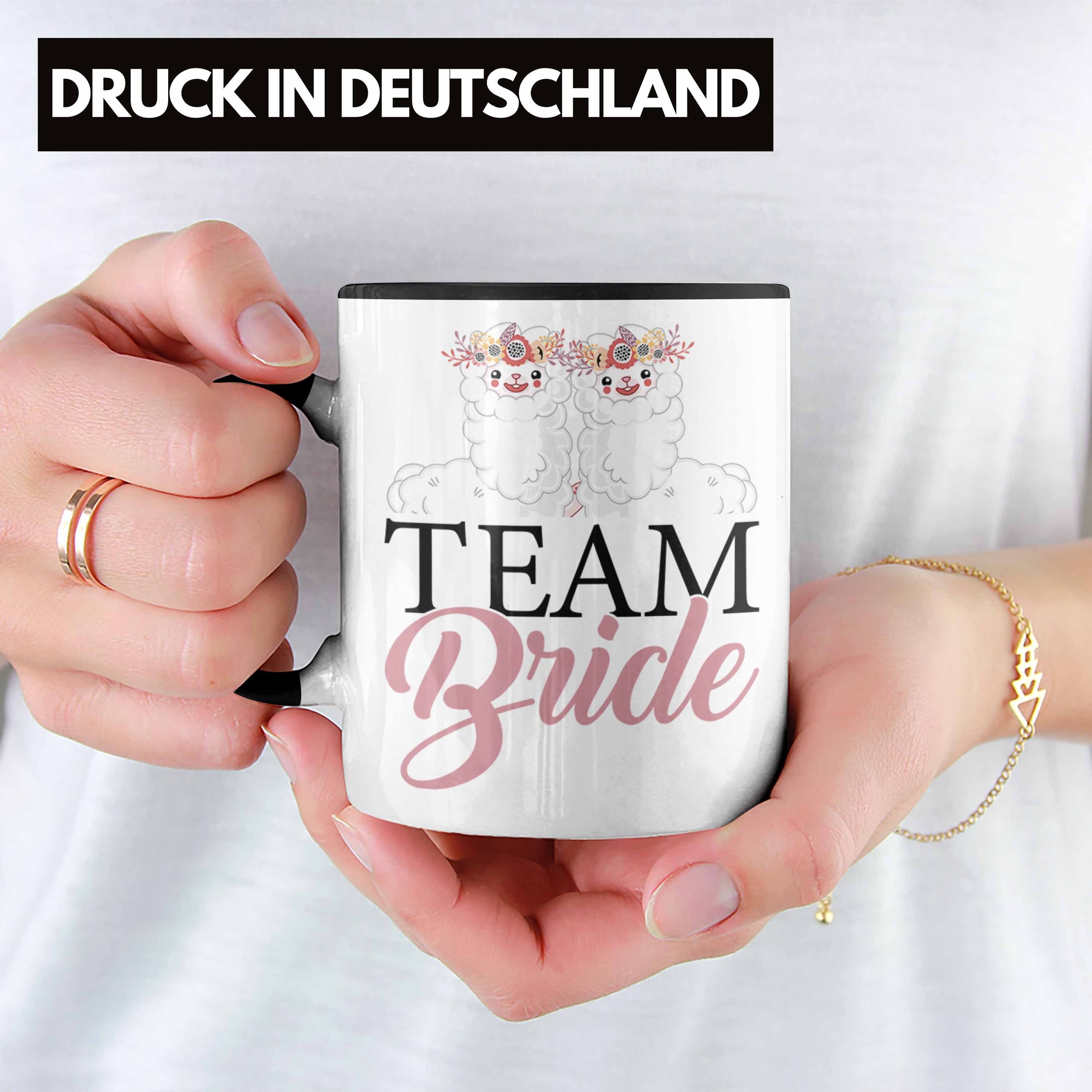 Geschenkidee Danke Trendation Schwarz Trauzeugin Braut - Geschenk LLama Team Kaffeetasse Lustige Tasse Trendation Tasse