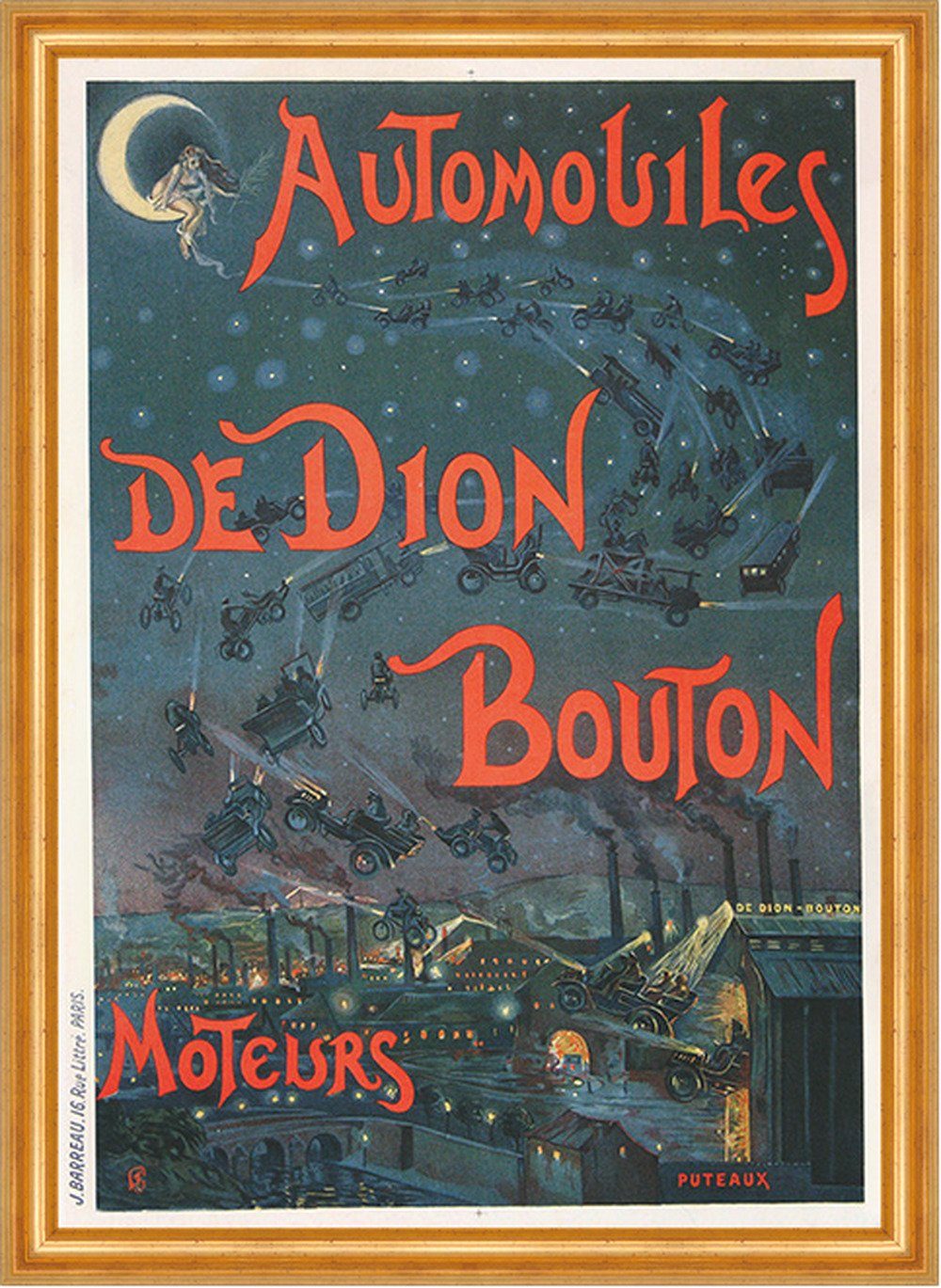 Kunstdruck Automobiles de Dion Bouton Moteurs Barreau Paris Werbung 047 Gerahmt