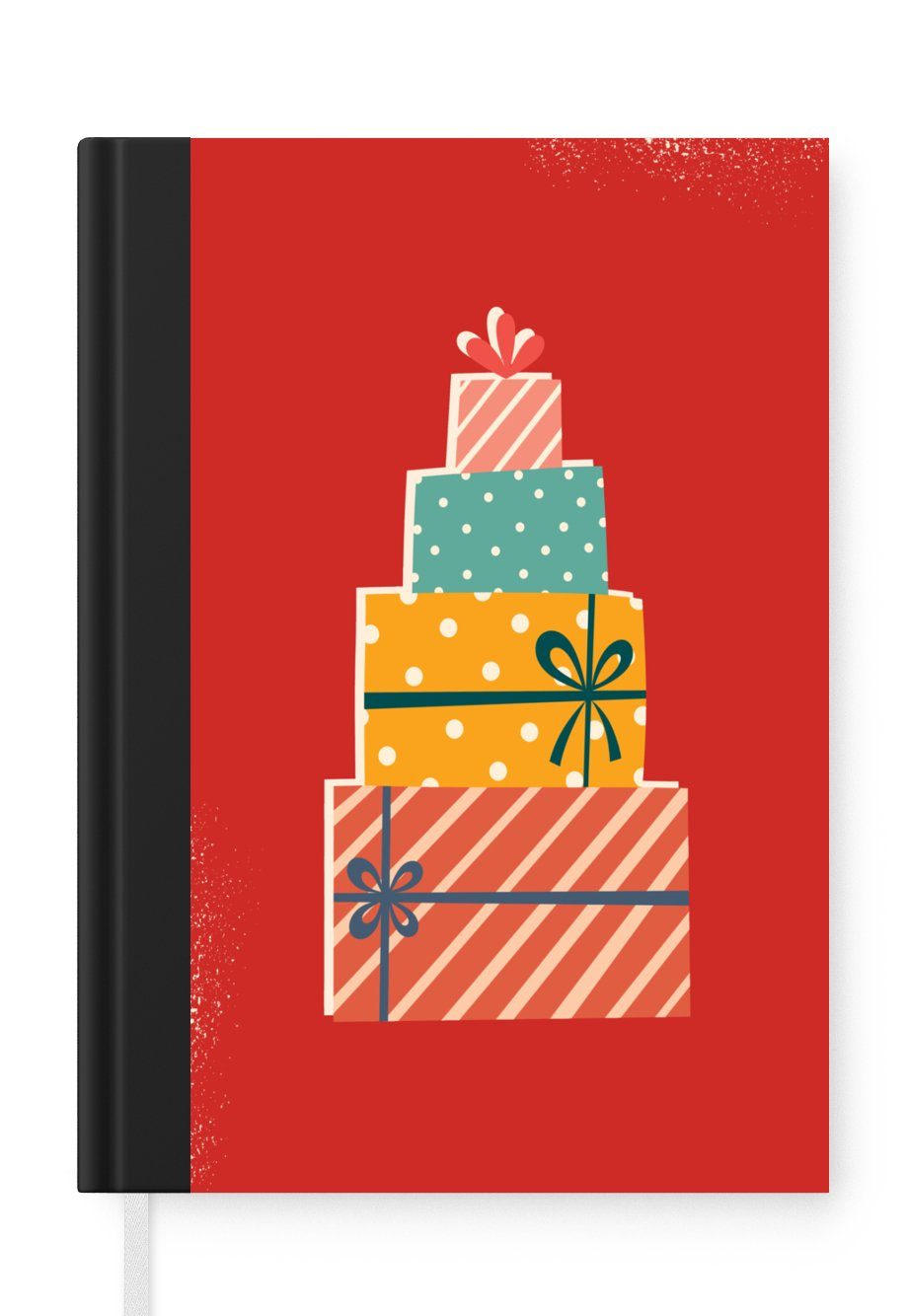 A5, - Illustration Weihnachten Tagebuch, - Notizbuch - Vintage, - MuchoWow Journal, Merkzettel, Notizheft, Rot Haushaltsbuch Seiten, 98 Weihnachtsgeschenk