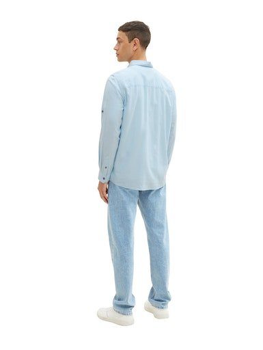 feiner Langarmhemd hellblau aus TAILOR Chambray-Qualität meliert TOM